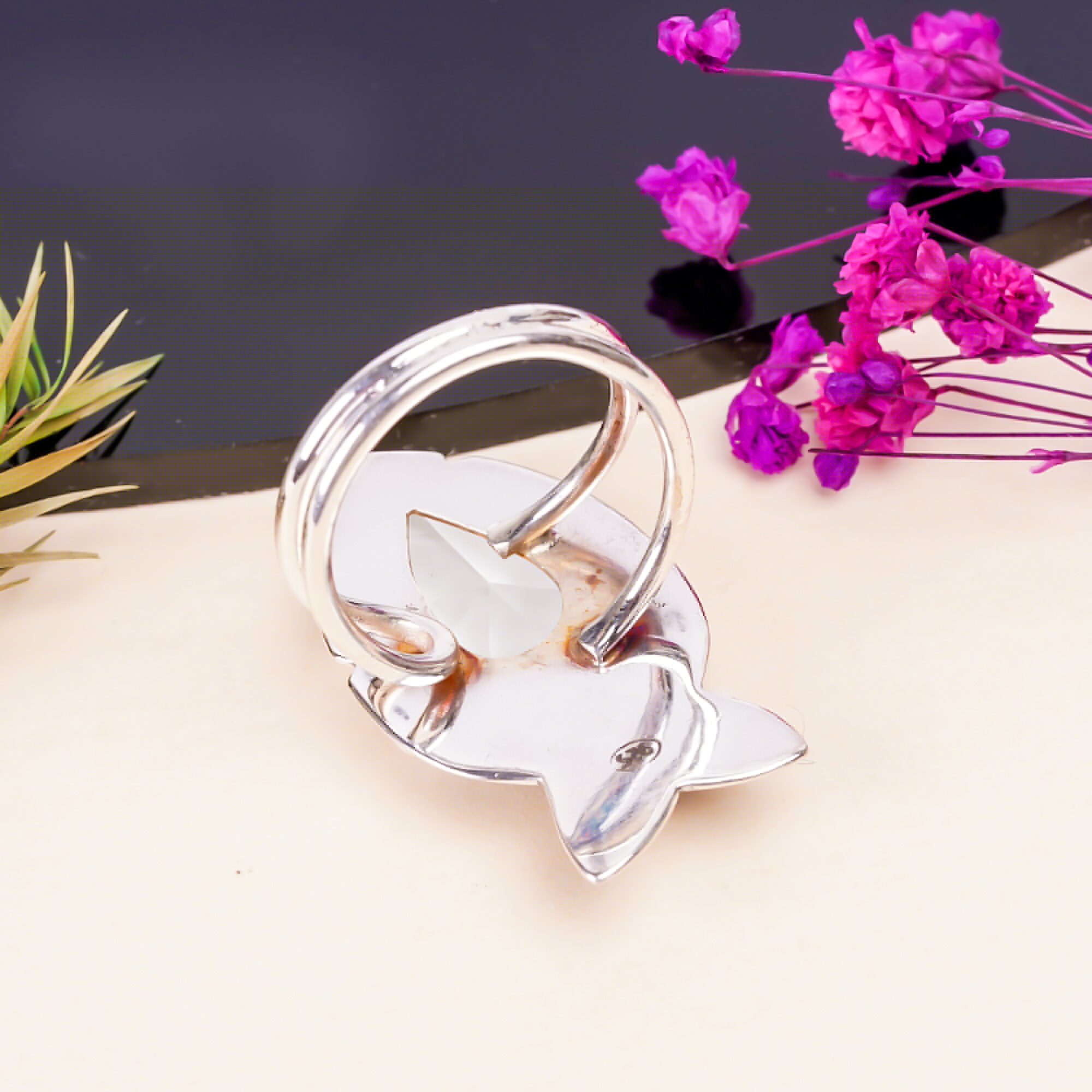 White Topaz - Simulated Gemstone 925 Sterling Silver Ring