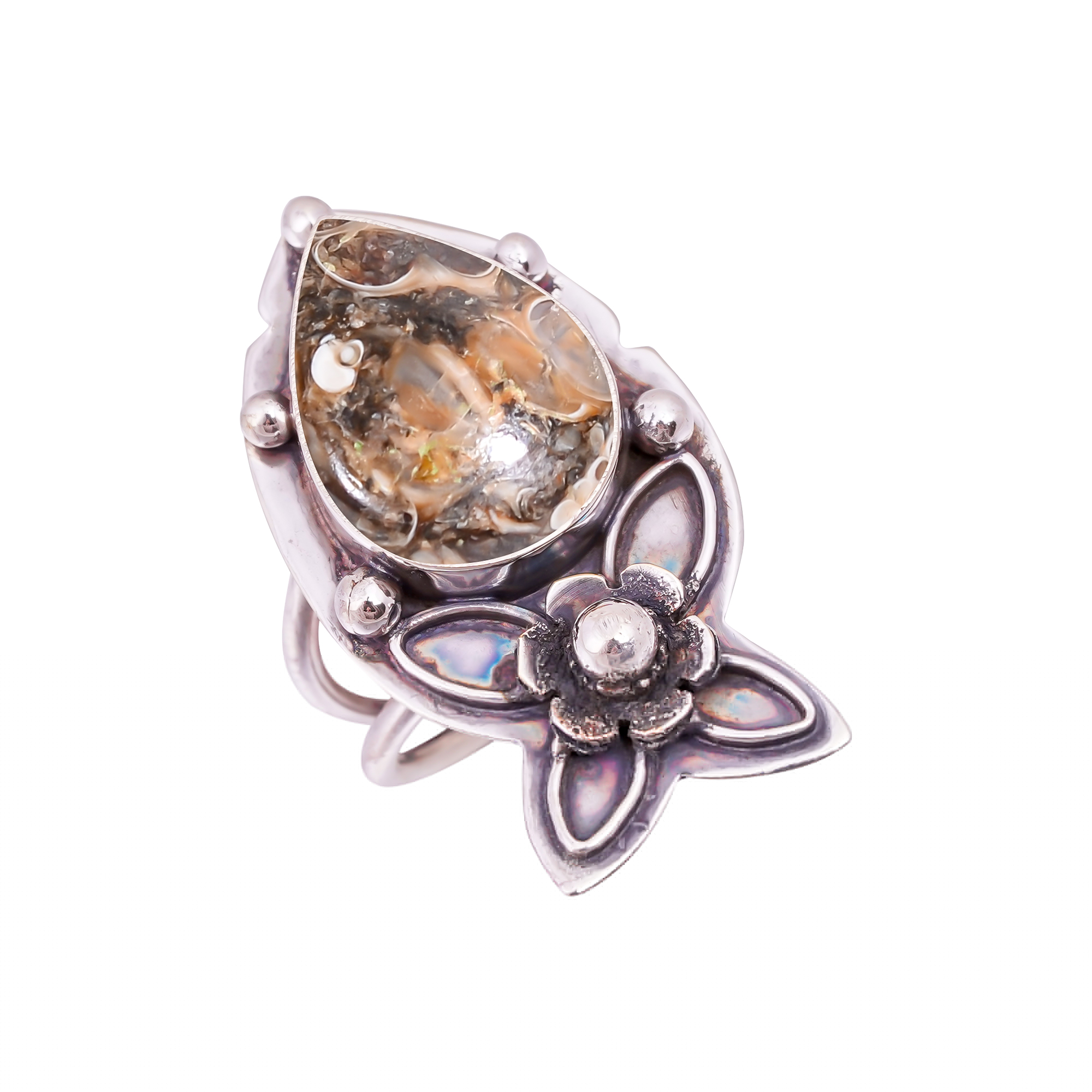 Turritella Agate - Wyoming Gemstone 925 Sterling Silver Ring