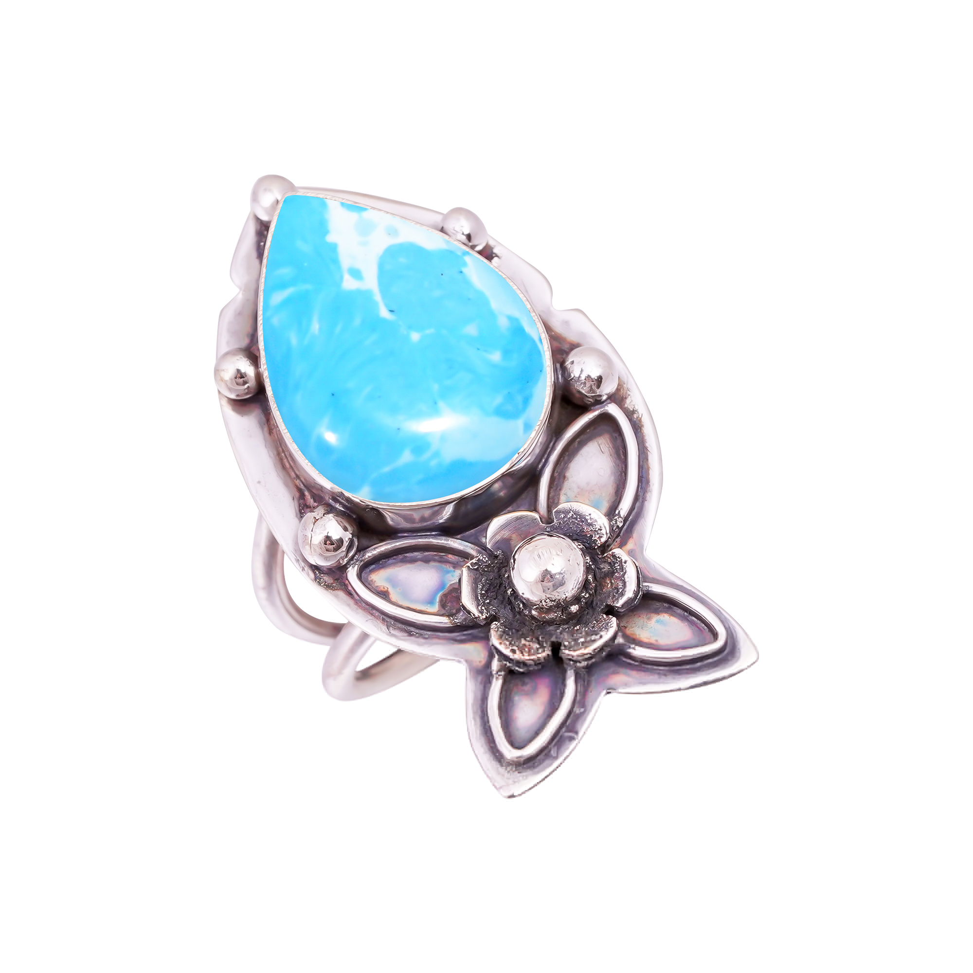 Larimar - Simulated Gemstone 925 Sterling Silver Ring