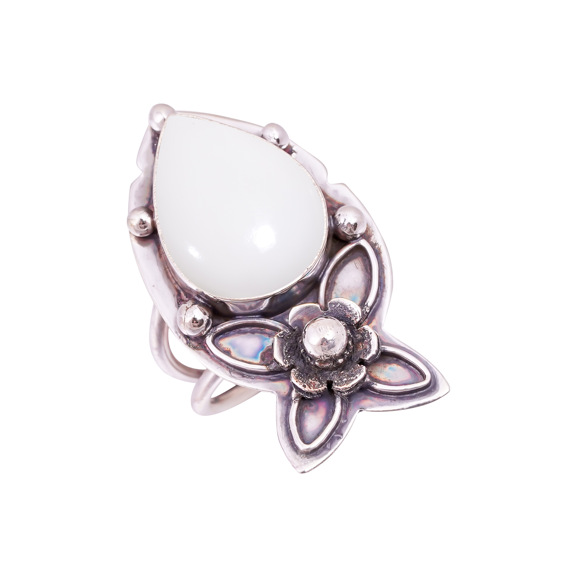 White Coral - Simulated Gemstone 925 Sterling Silver Ring
