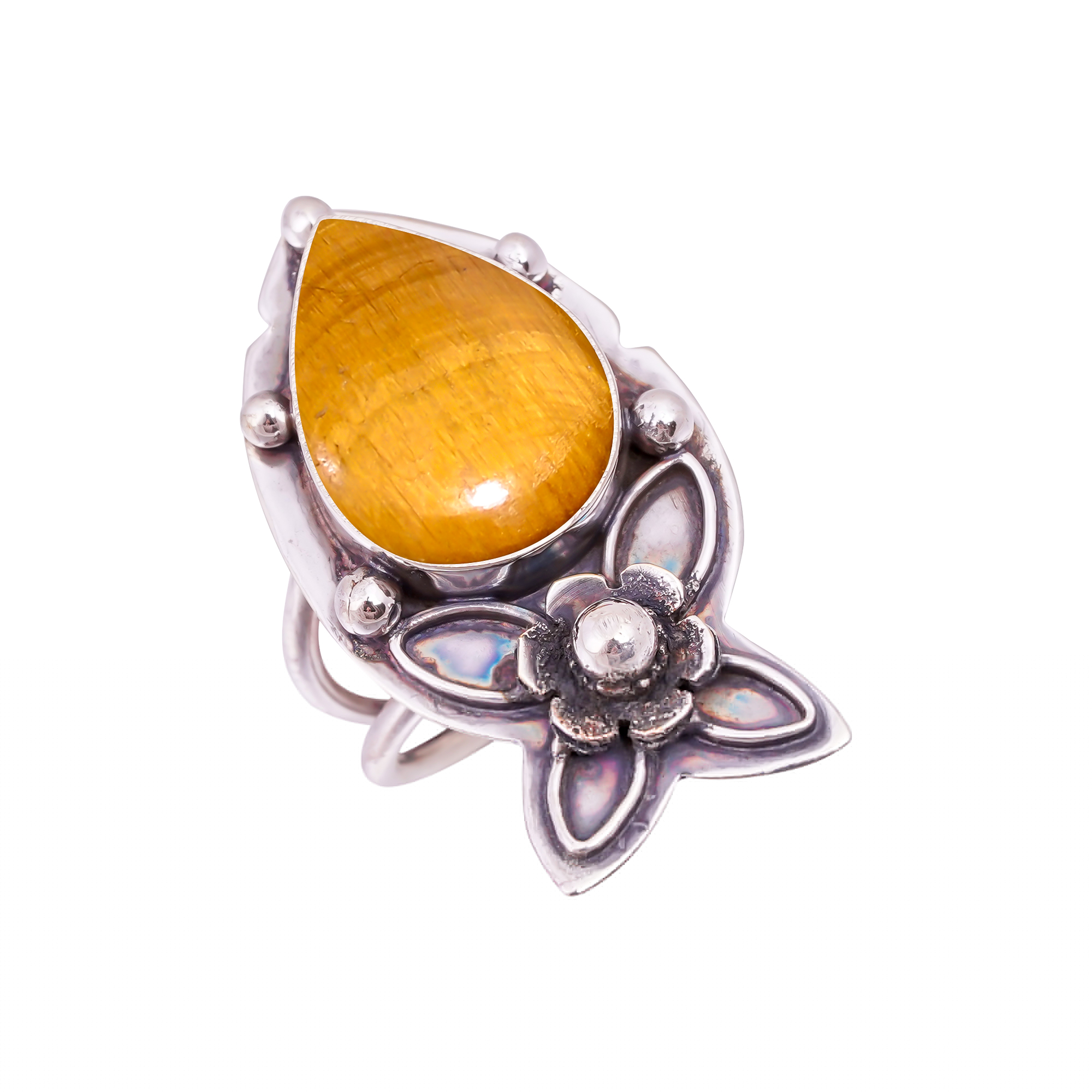 Yellow Tiger Eye - South Africa Gemstone 925 Sterling Silver Ring