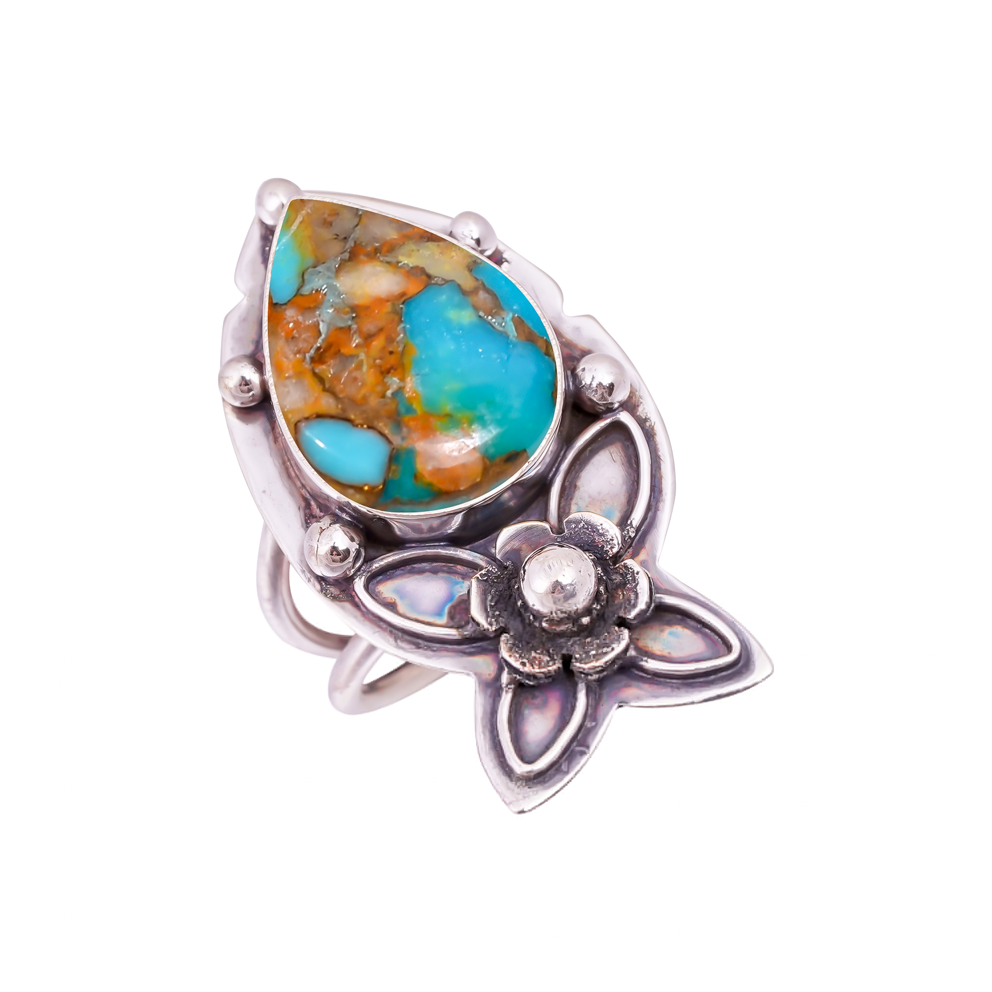 Copper Turquoise - Pilot Mountain Gemstone 925 Sterling Silver Ring