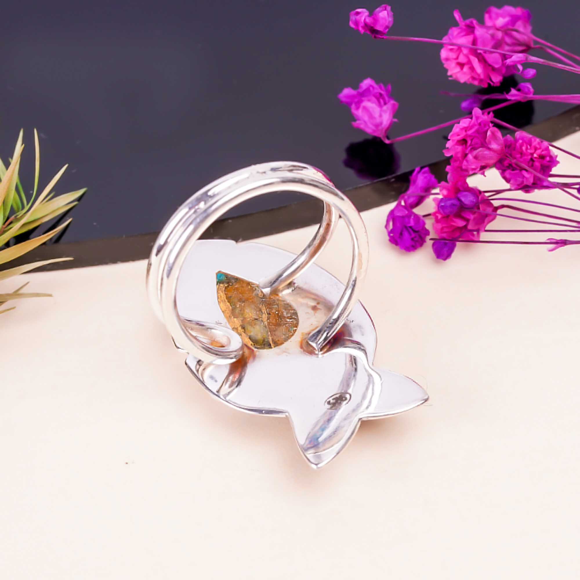 Copper Turquoise - Pilot Mountain Gemstone 925 Sterling Silver Ring