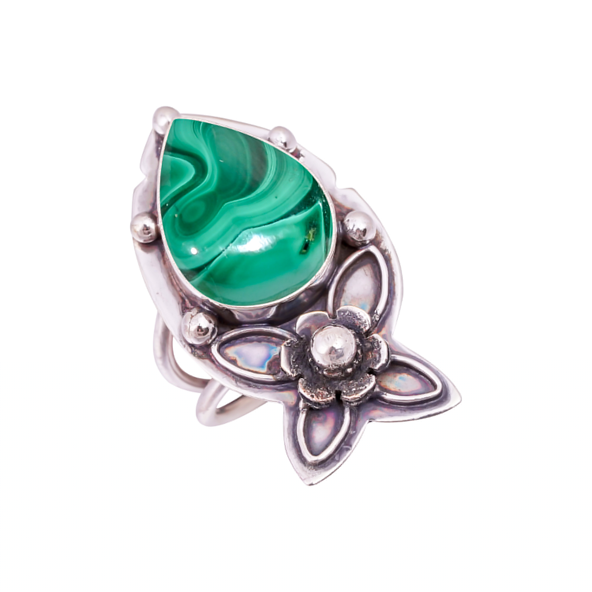 Malachite - Congo Gemstone 925 Sterling Silver Ring