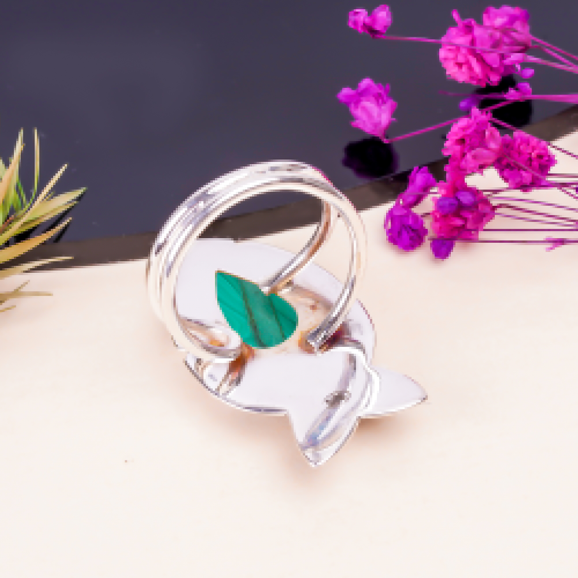 Malachite - Congo Gemstone 925 Sterling Silver Ring