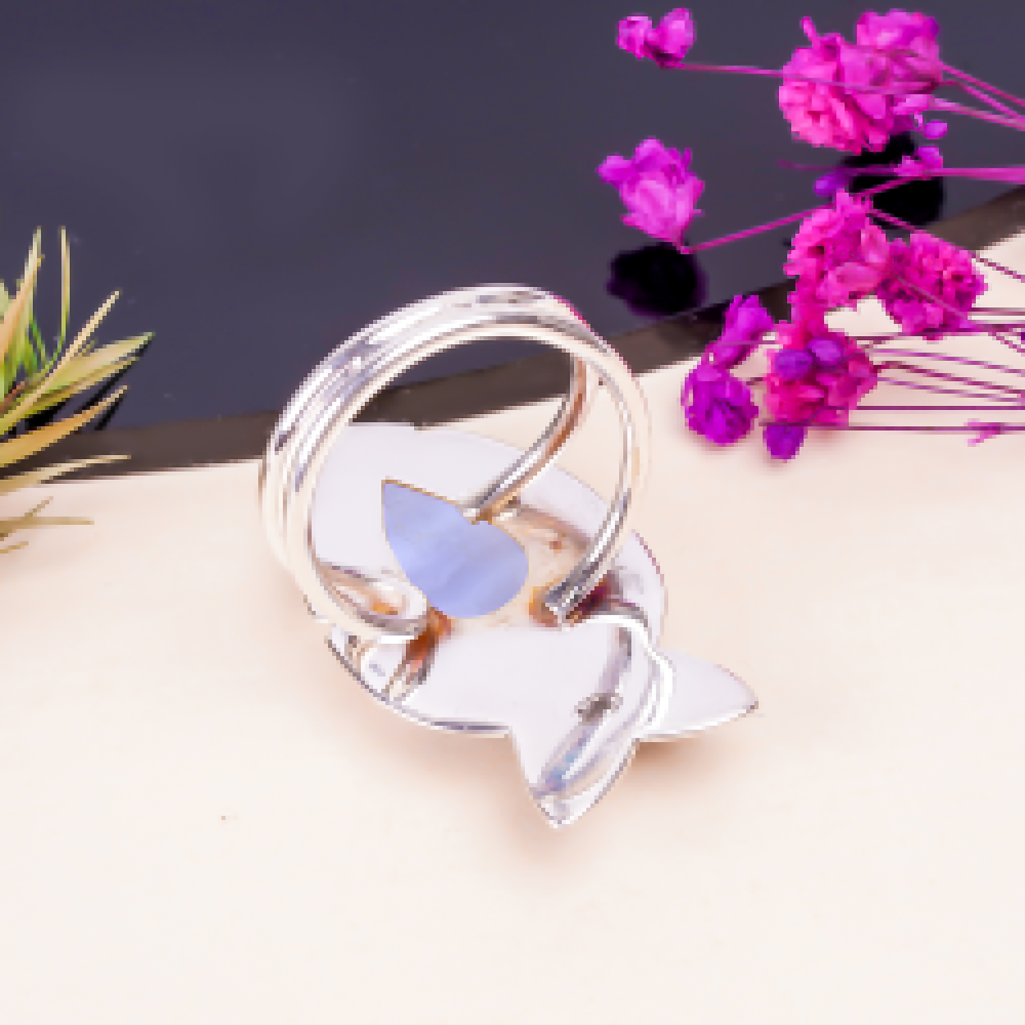 Blue Lace Agate - Namibia Gemstone 925 Sterling Silver Ring