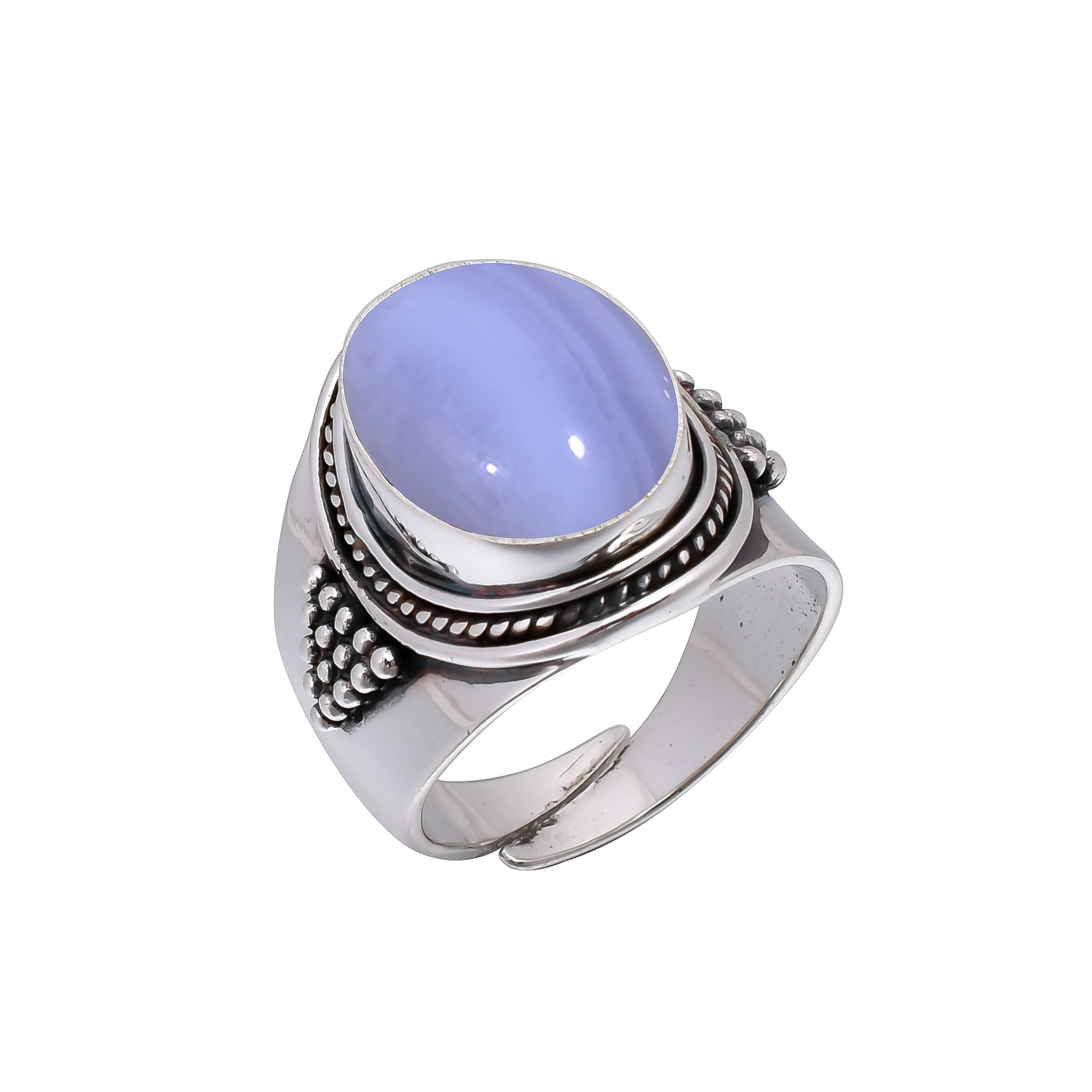 Blue Lace Agate - Namibia 925 Sterling Silver Ring