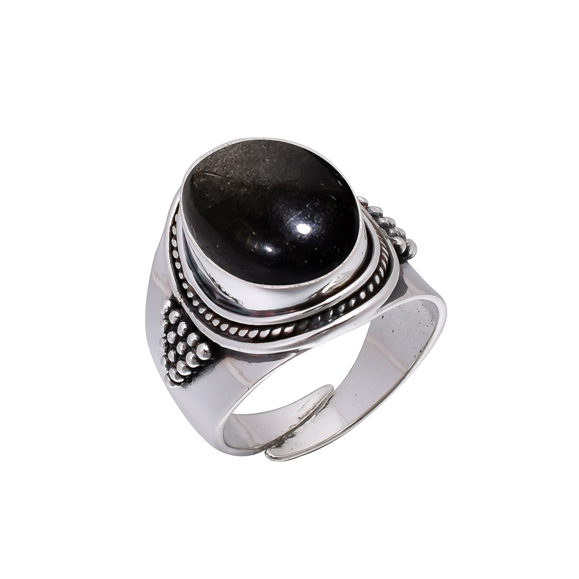 Golden Sheen Obsidian - Mexico 925 Sterling Silver Ring