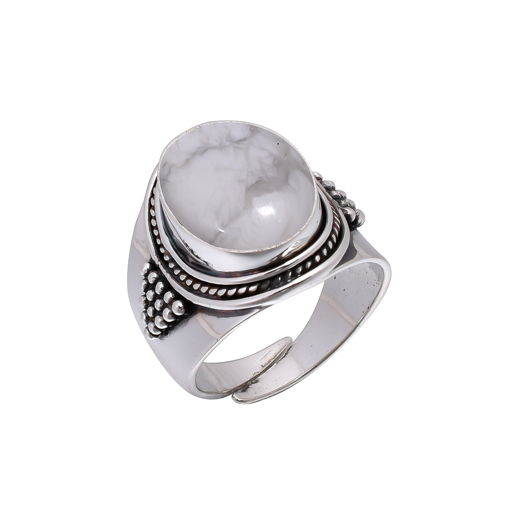 Natural White Howlite - United States 925 Sterling Silver Ring