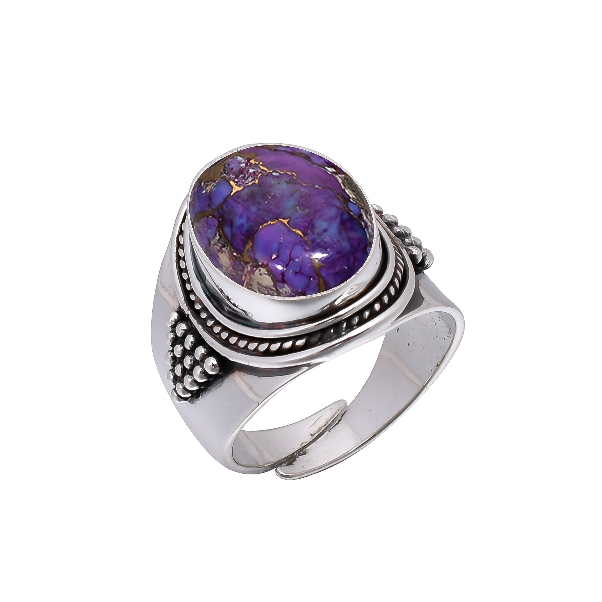 Copper Purple Turquoise 925 Sterling Silver Ring