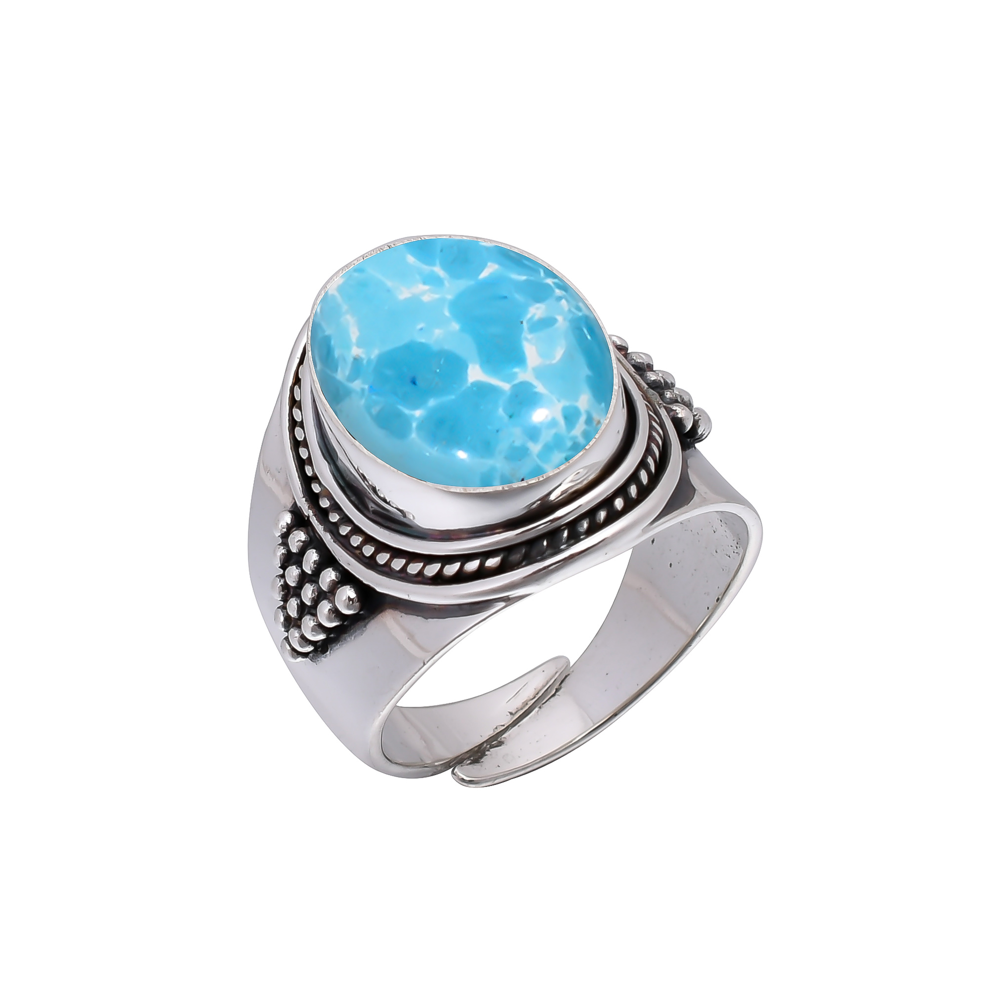 Larimar - Simulated 925 Sterling Silver Ring