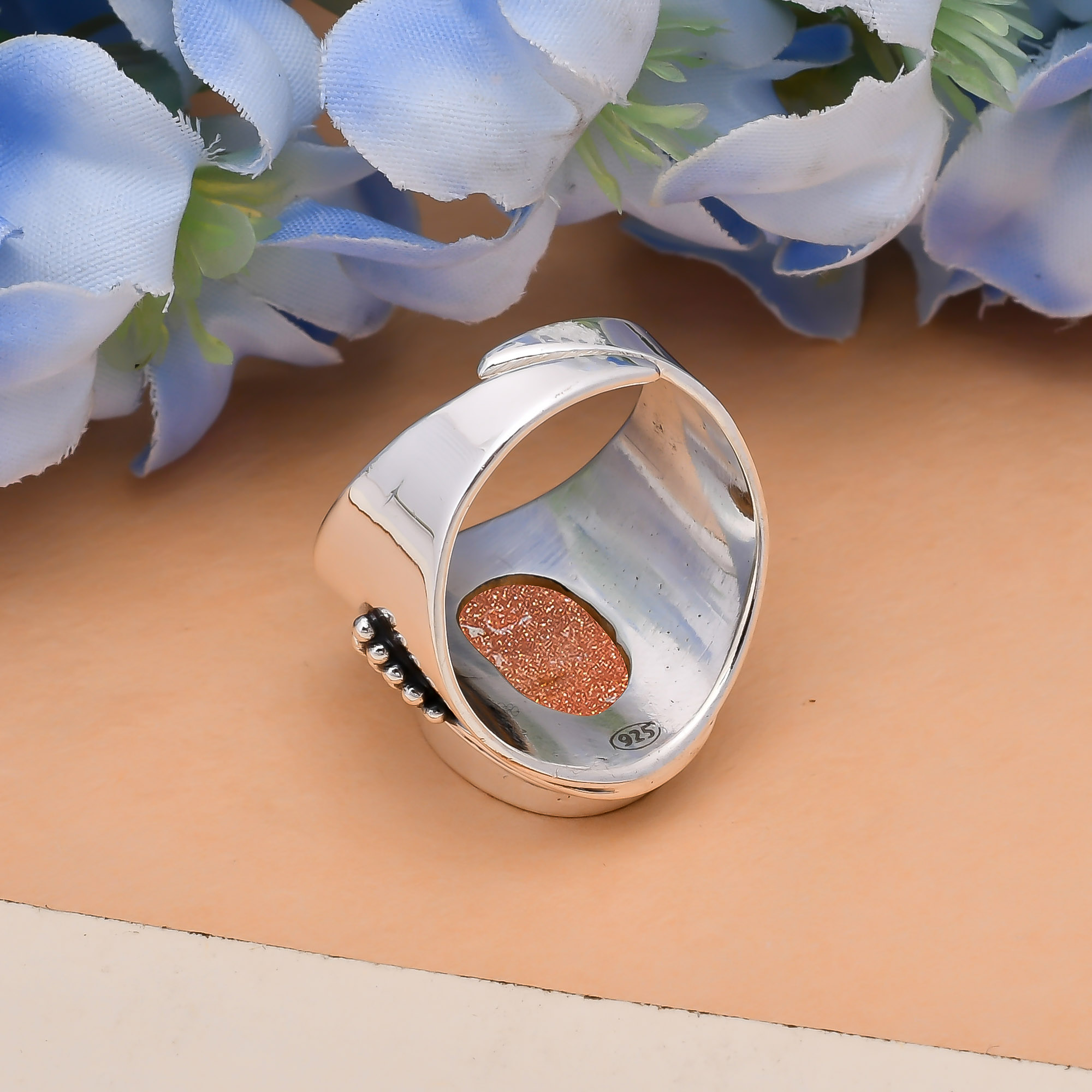 Golden Sunstone - Simulated 925 Sterling Silver Ring
