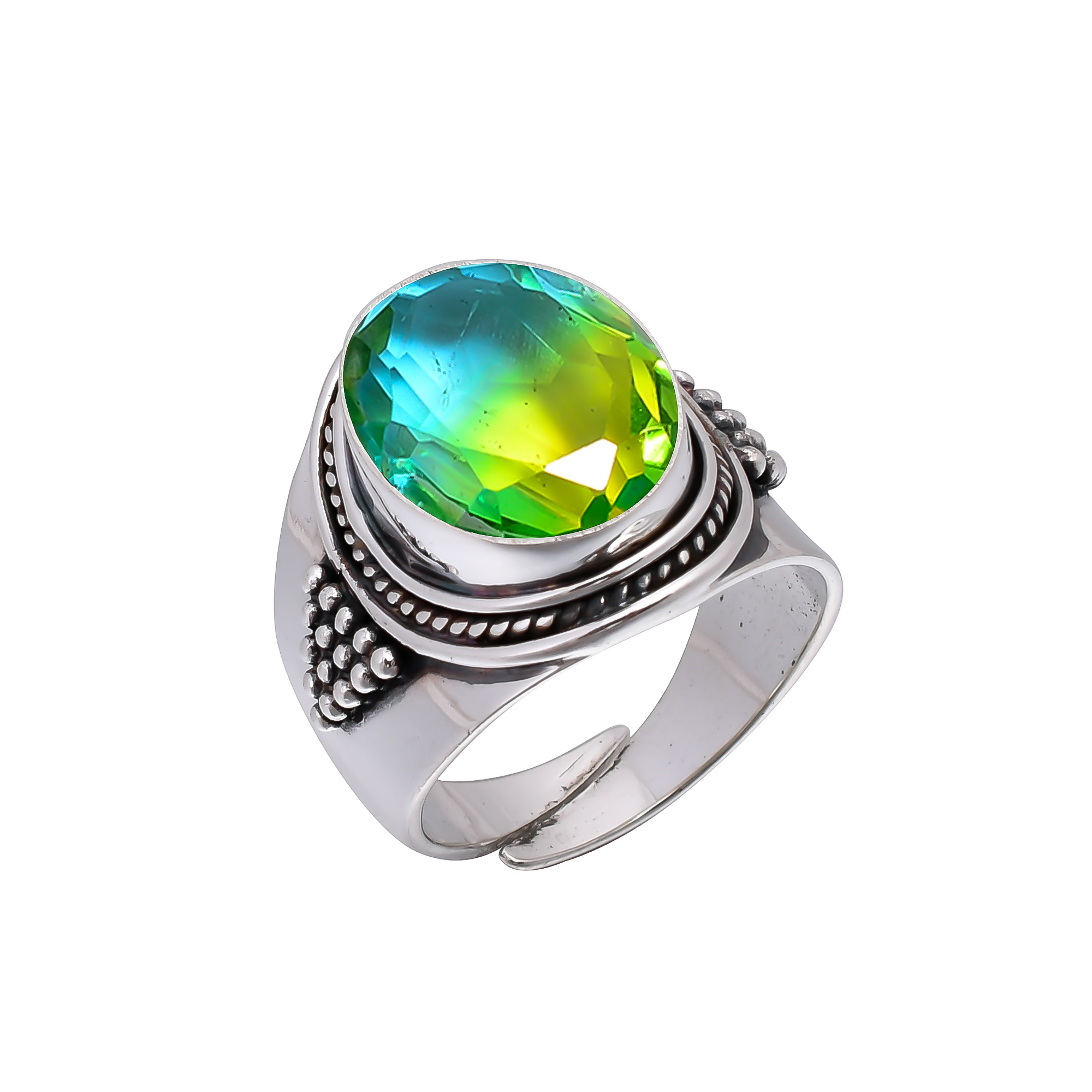 Bi-Colour Tourmaline - Simulated 925 Sterling Silver Ring