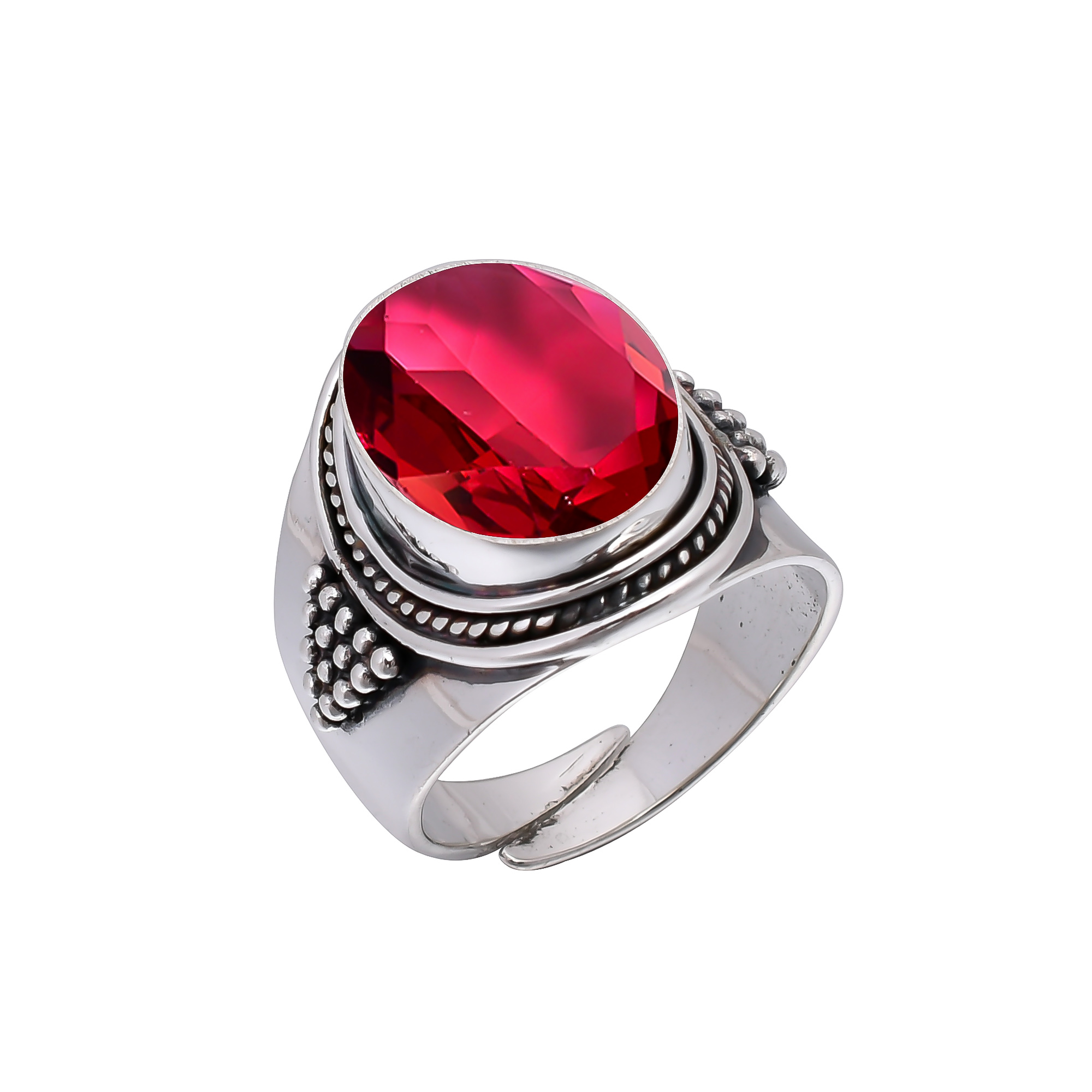 Pink Rubellite Tourmaline - Simulated 925 Sterling Silver Ring