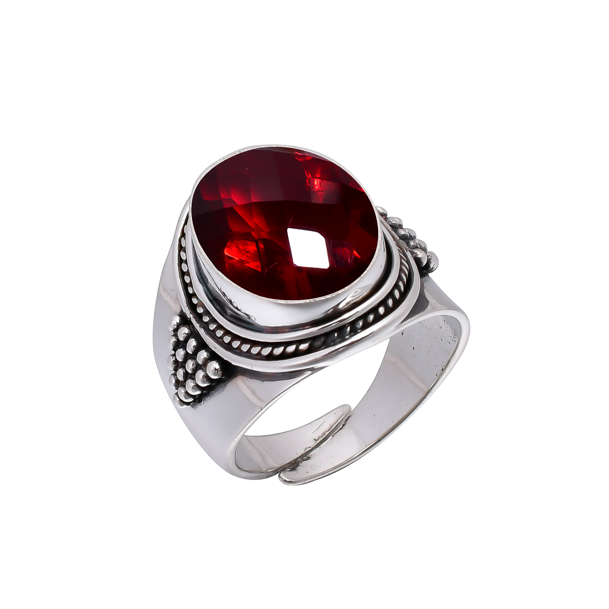 Red Garnet - Simulated 925 Sterling Silver Ring