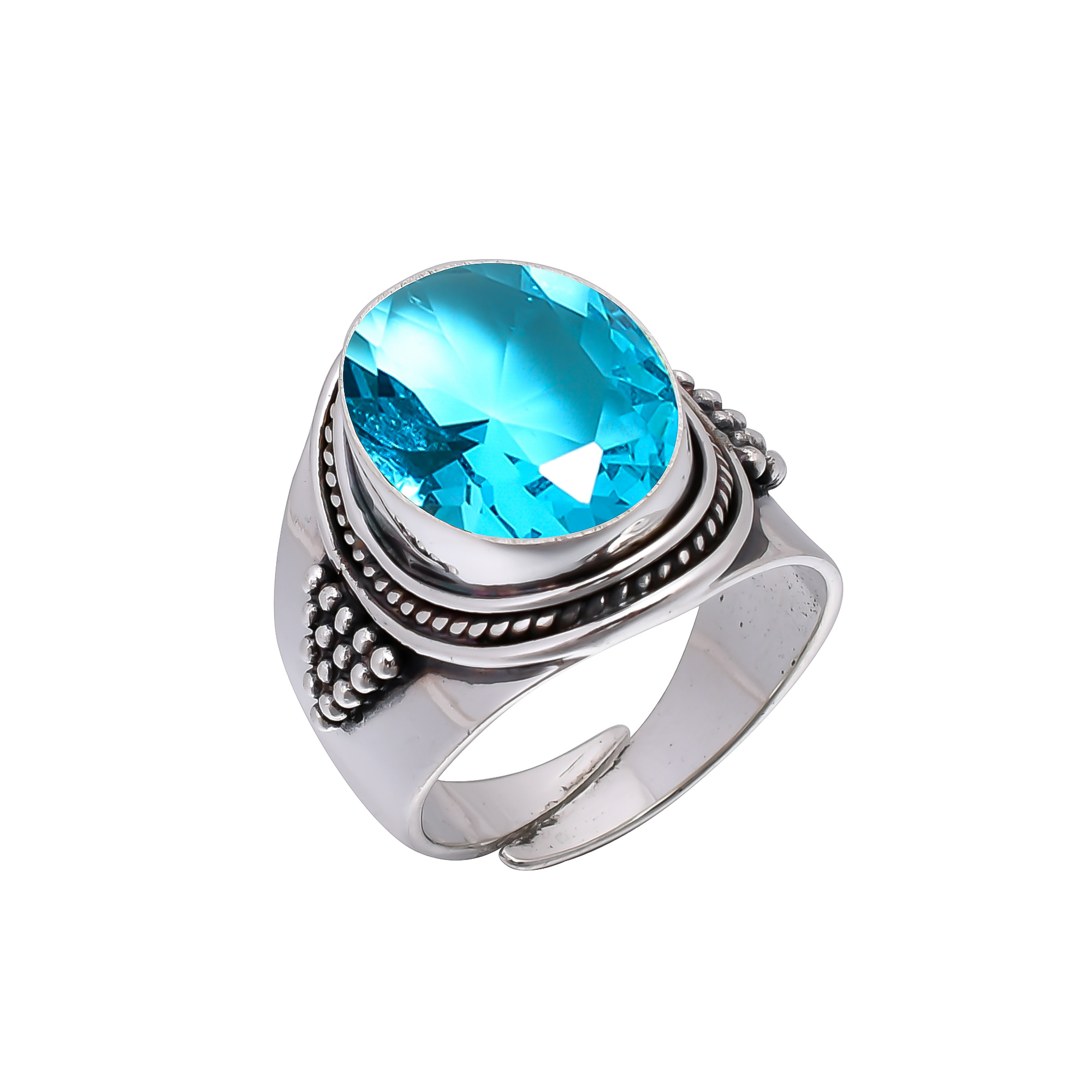 Blue Topaz - Simulated 925 Sterling Silver Ring