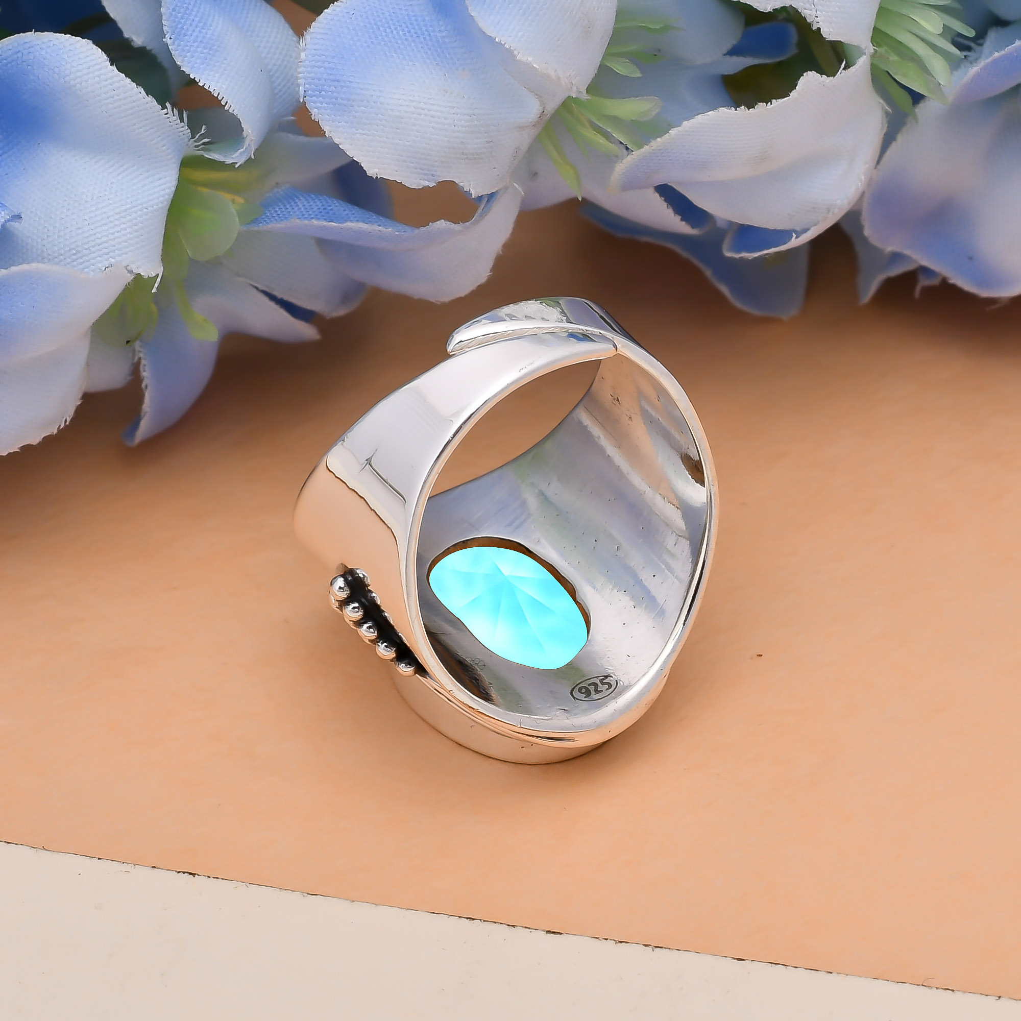 Blue Topaz - Simulated 925 Sterling Silver Ring