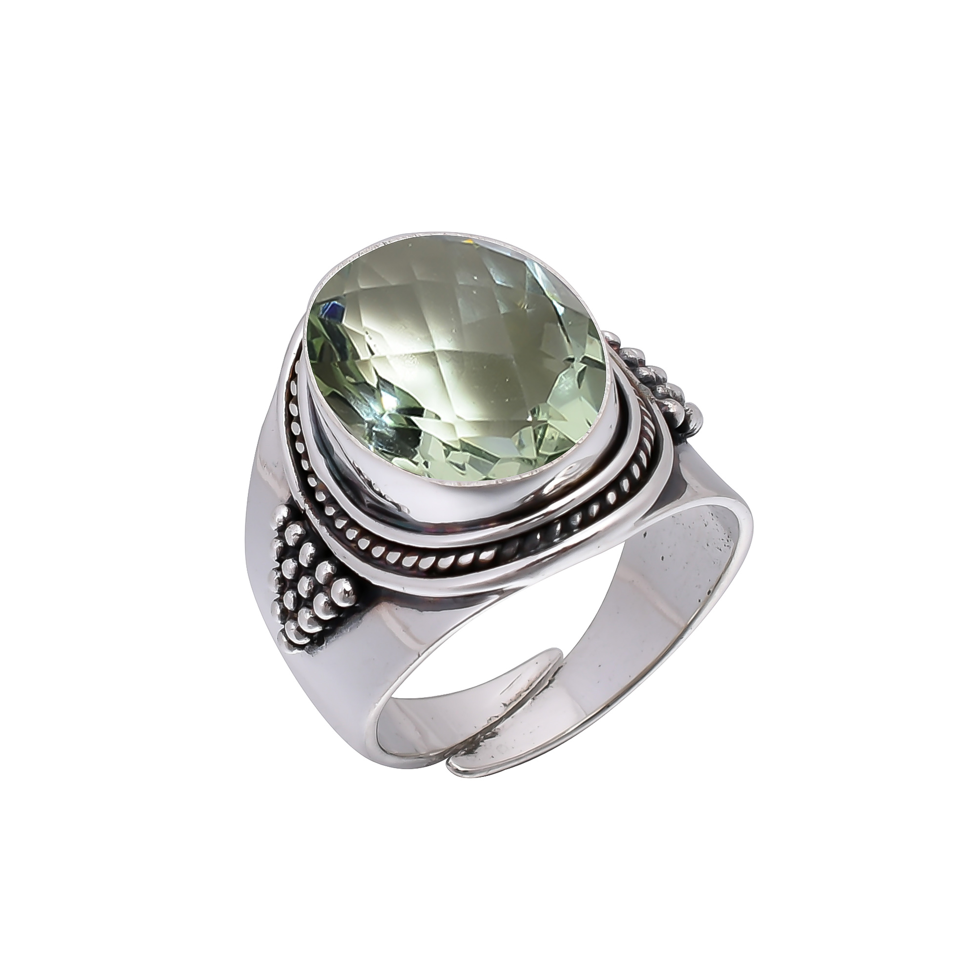 Green Amethyst - Simulated 925 Sterling Silver Ring