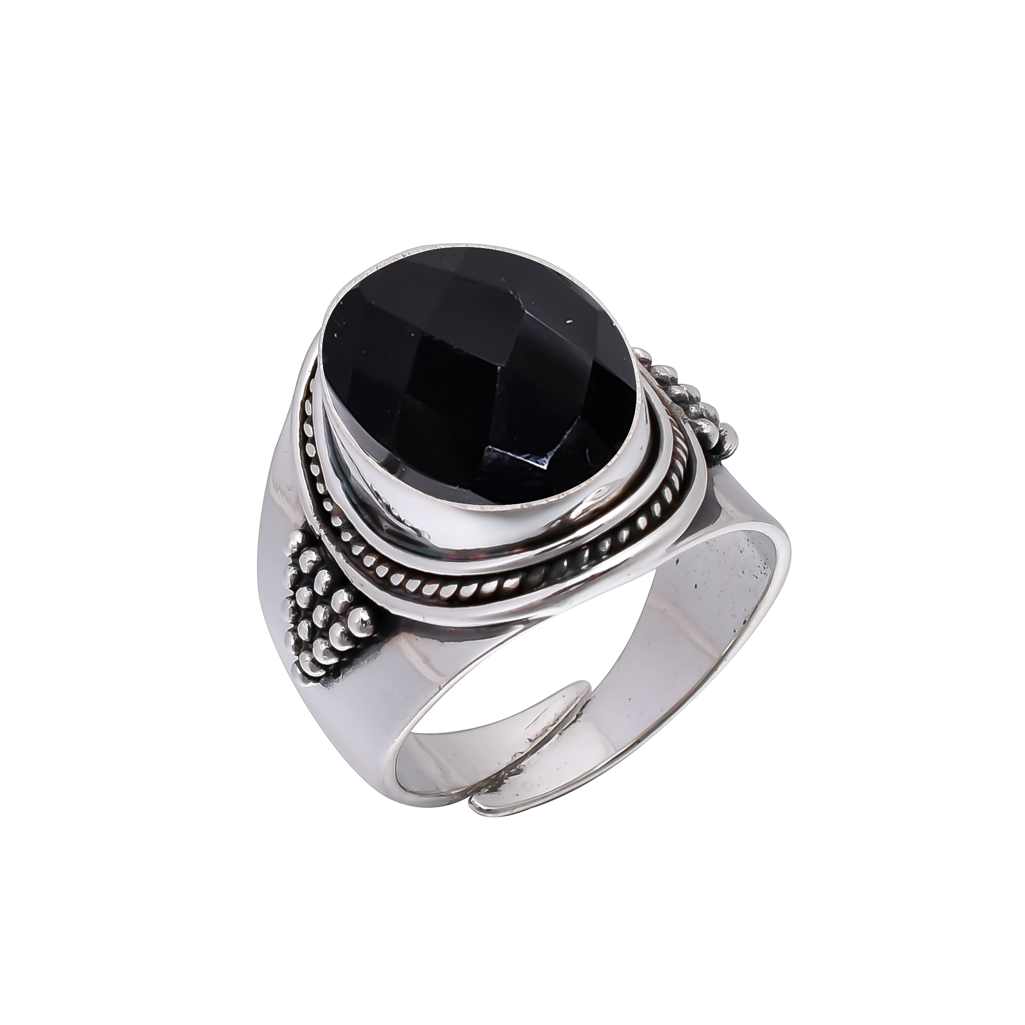Black Onyx - Simulated 925 Sterling Silver Ring