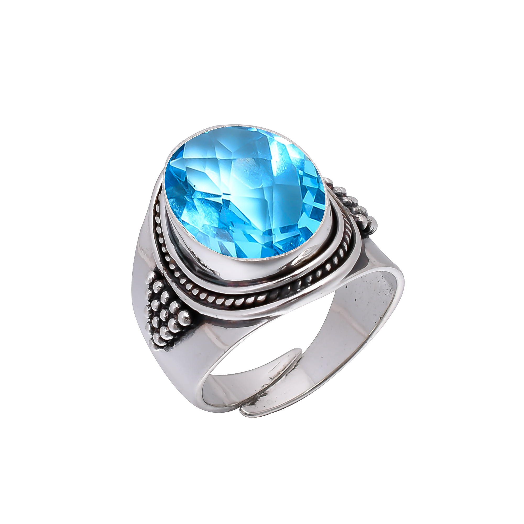 Blue Topaz - Simulated 925 Sterling Silver Ring