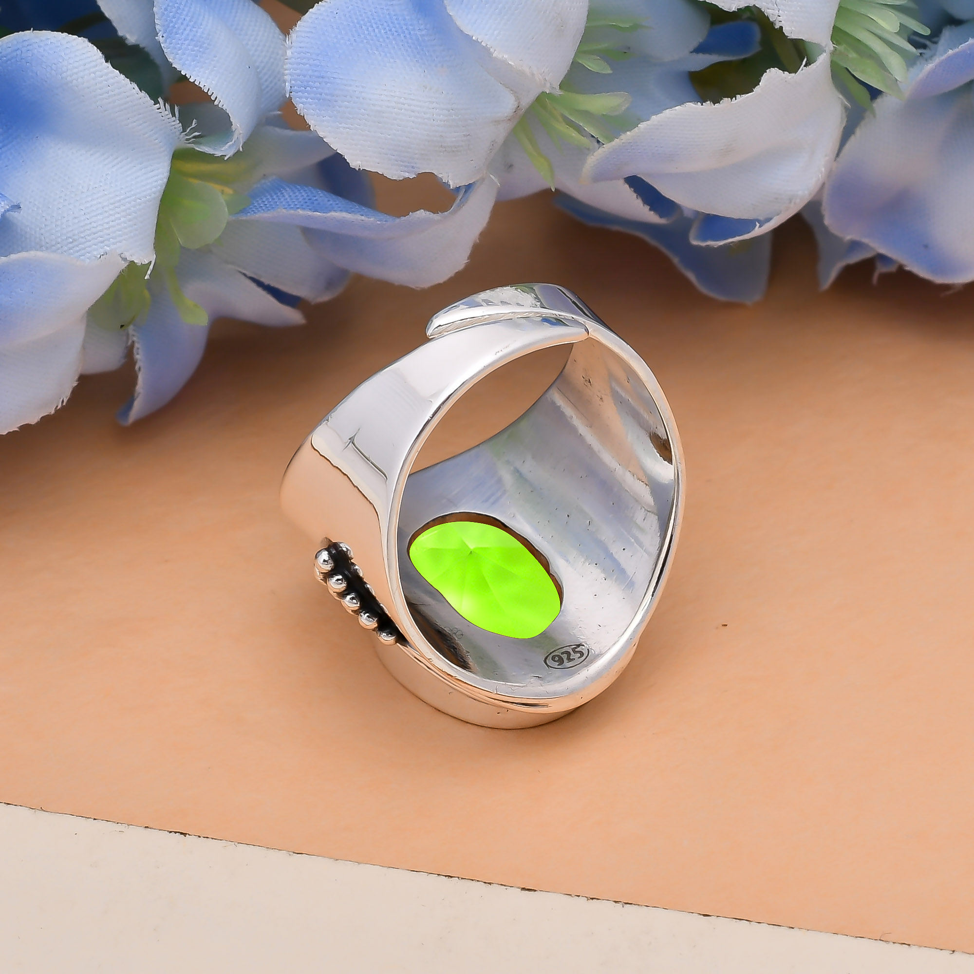Peridot - Simulated 925 Sterling Silver Ring
