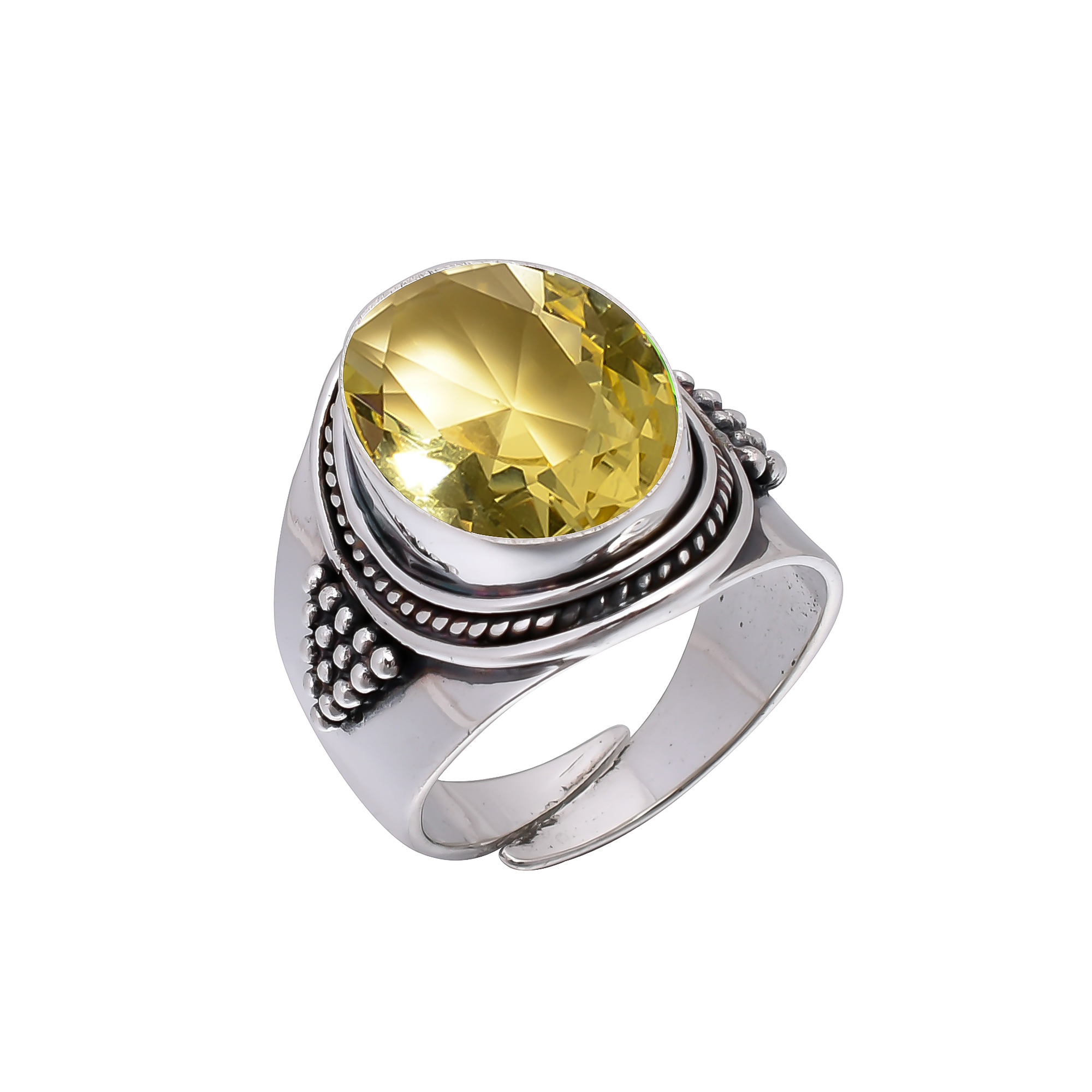 Lemon Quartz - Simulated 925 Sterling Silver Ring
