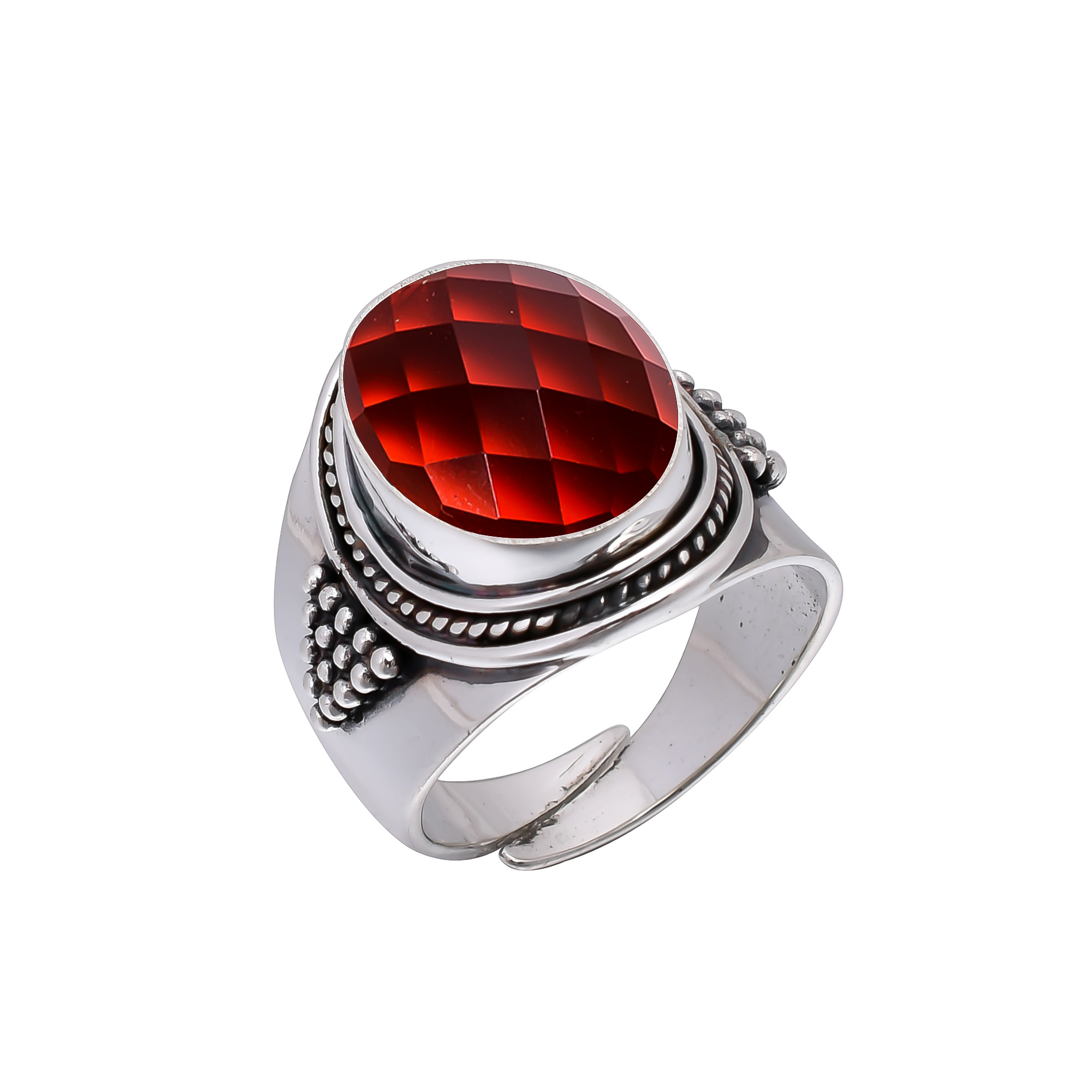 Red Garnet - Simulated 925 Sterling Silver Ring