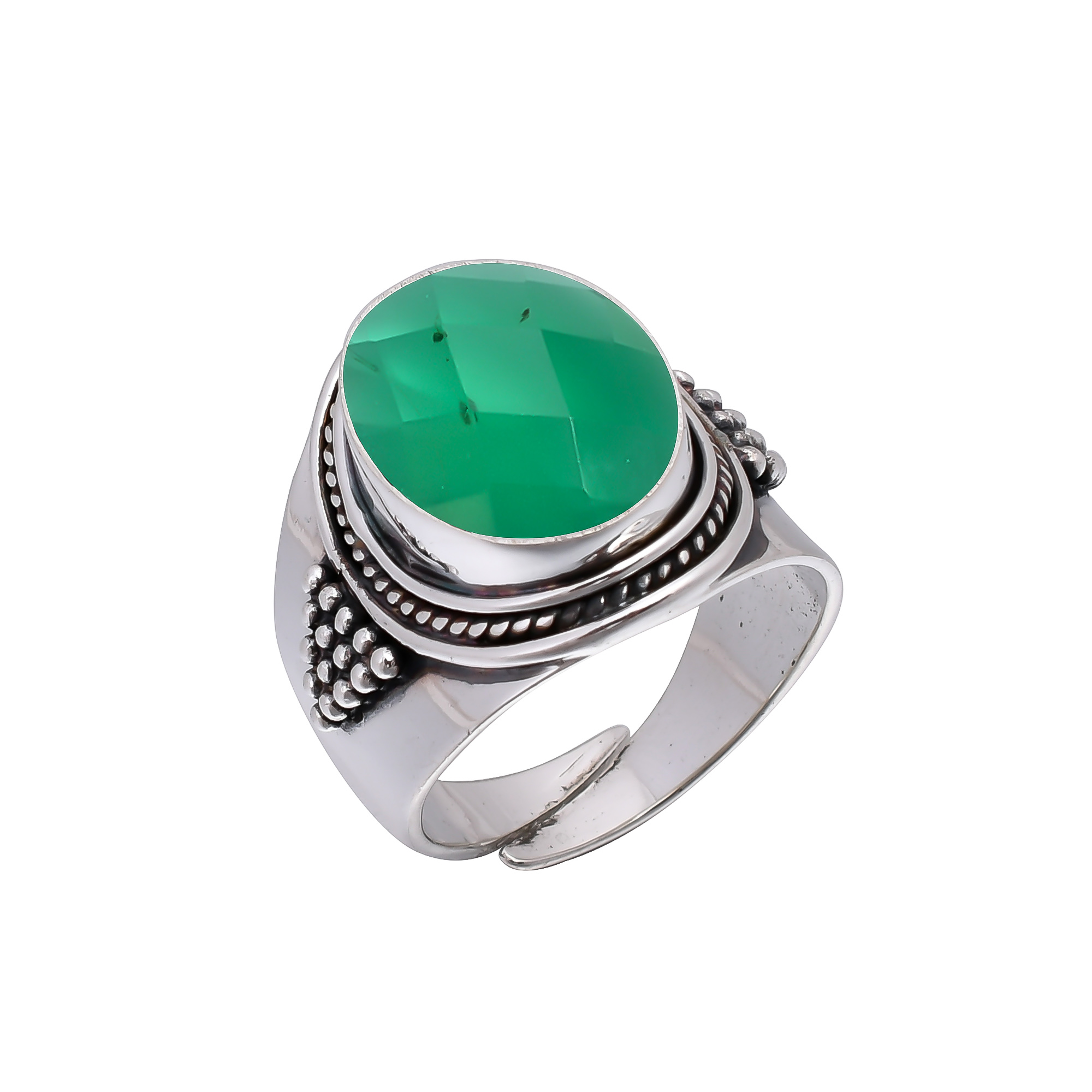 Emerald Simulated 925 Sterling Silver Ring