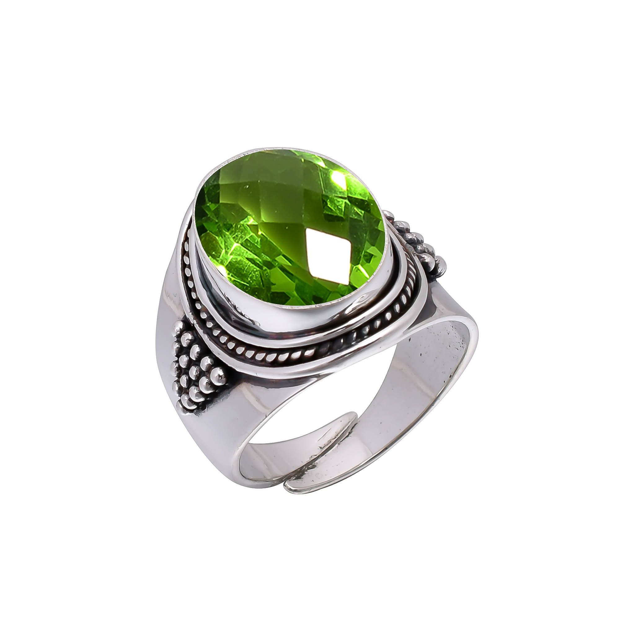 Peridot - Simulated 925 Sterling Silver Ring