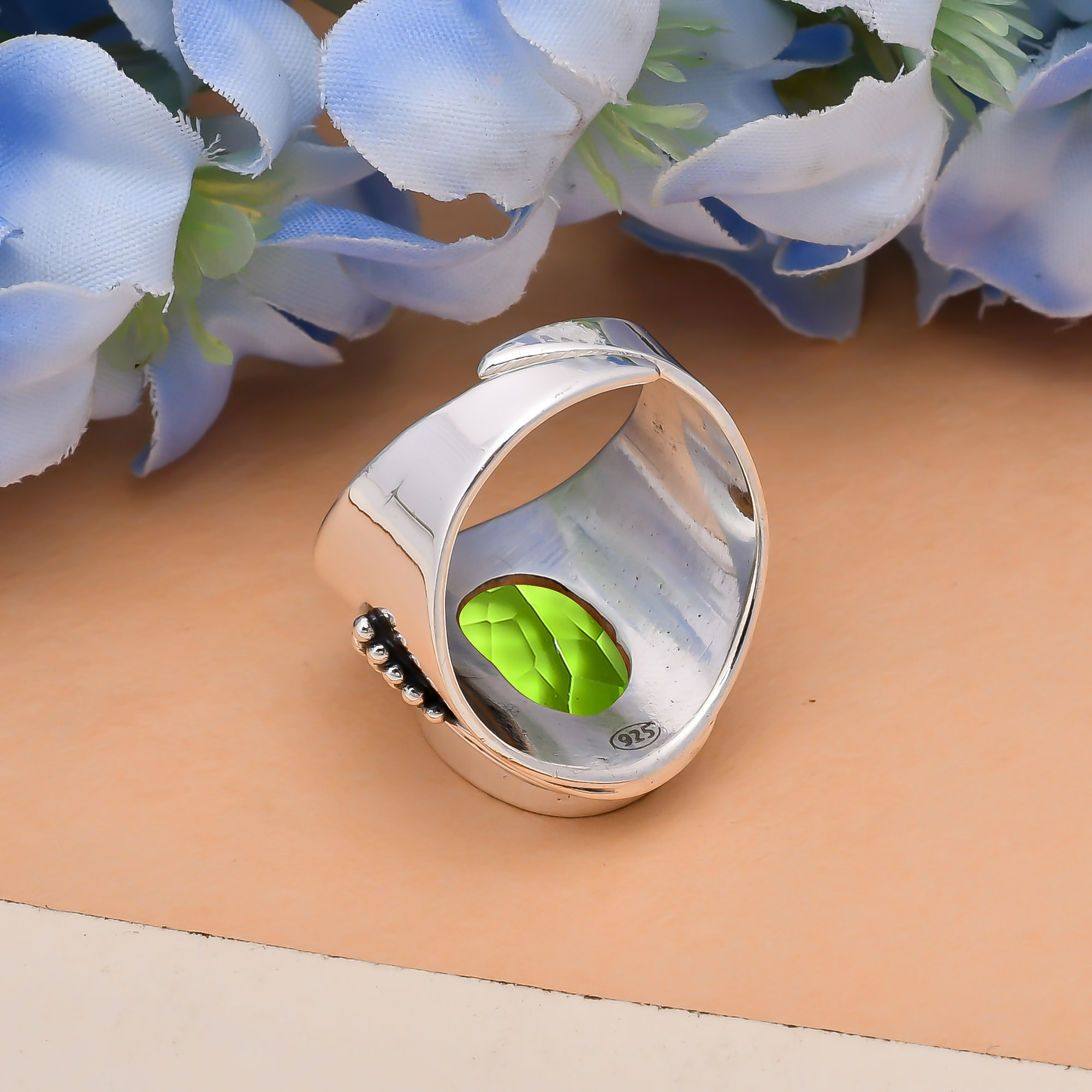 Peridot - Simulated 925 Sterling Silver Ring