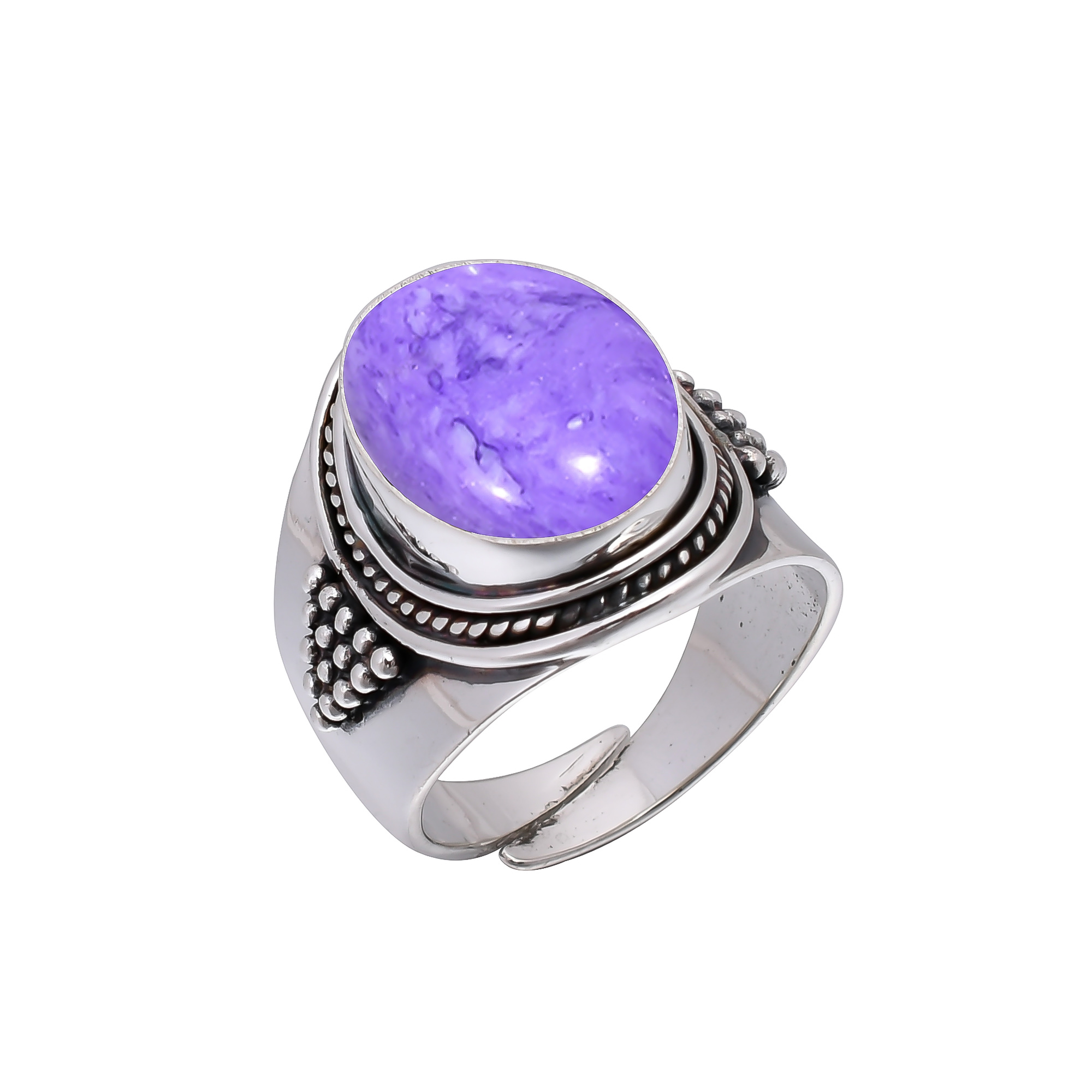 Purple Charoite - Simulated 925 Sterling Silver Ring