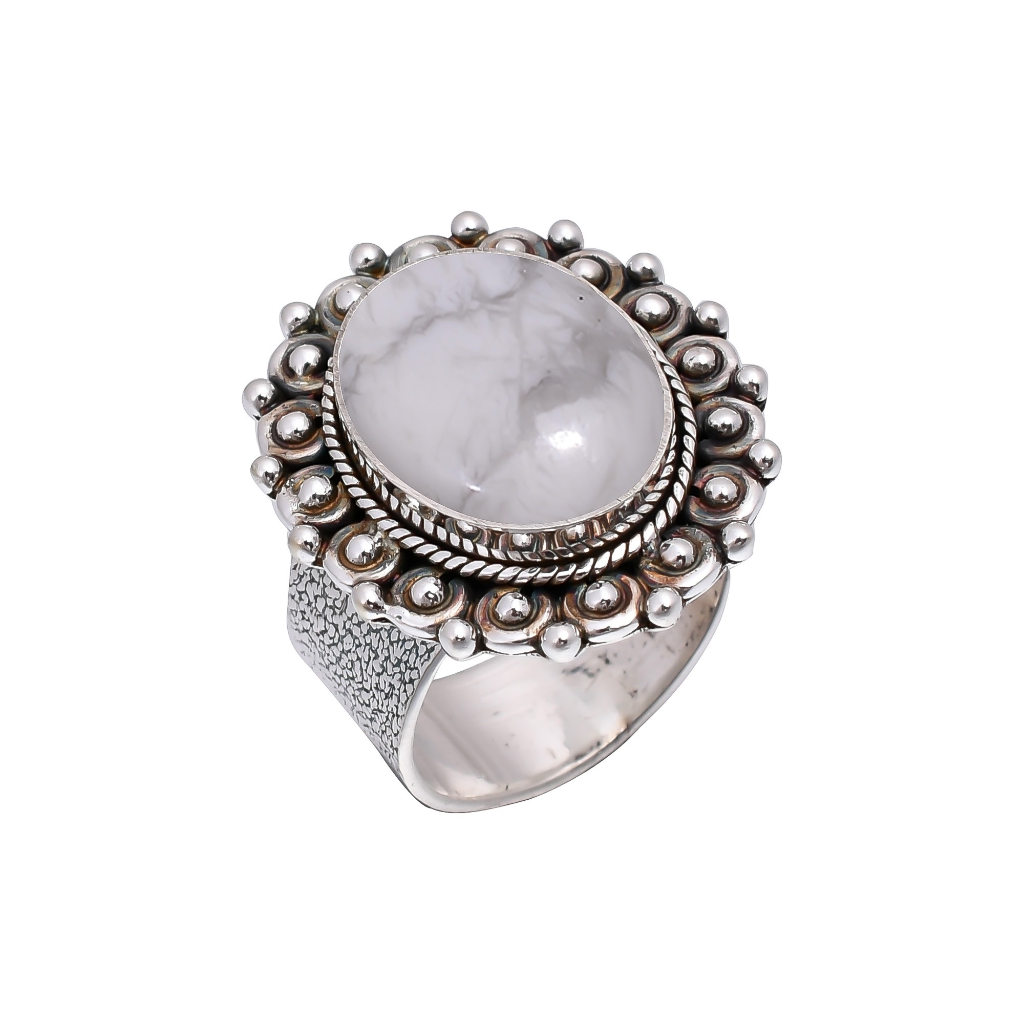 Natural White Howlite - United States 925 Sterling Silver Ring