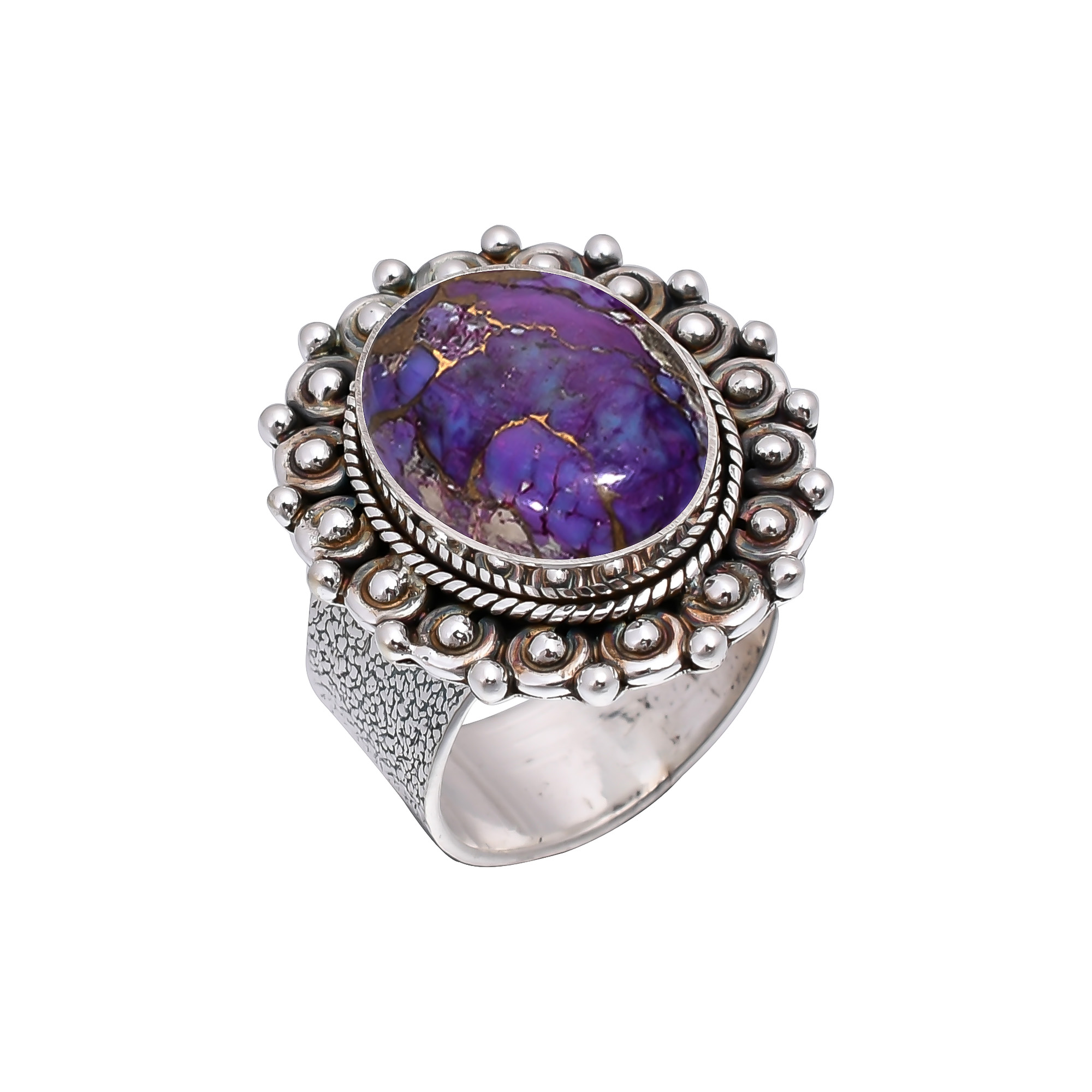 Copper Purple Turquoise 925 Sterling Silver Ring