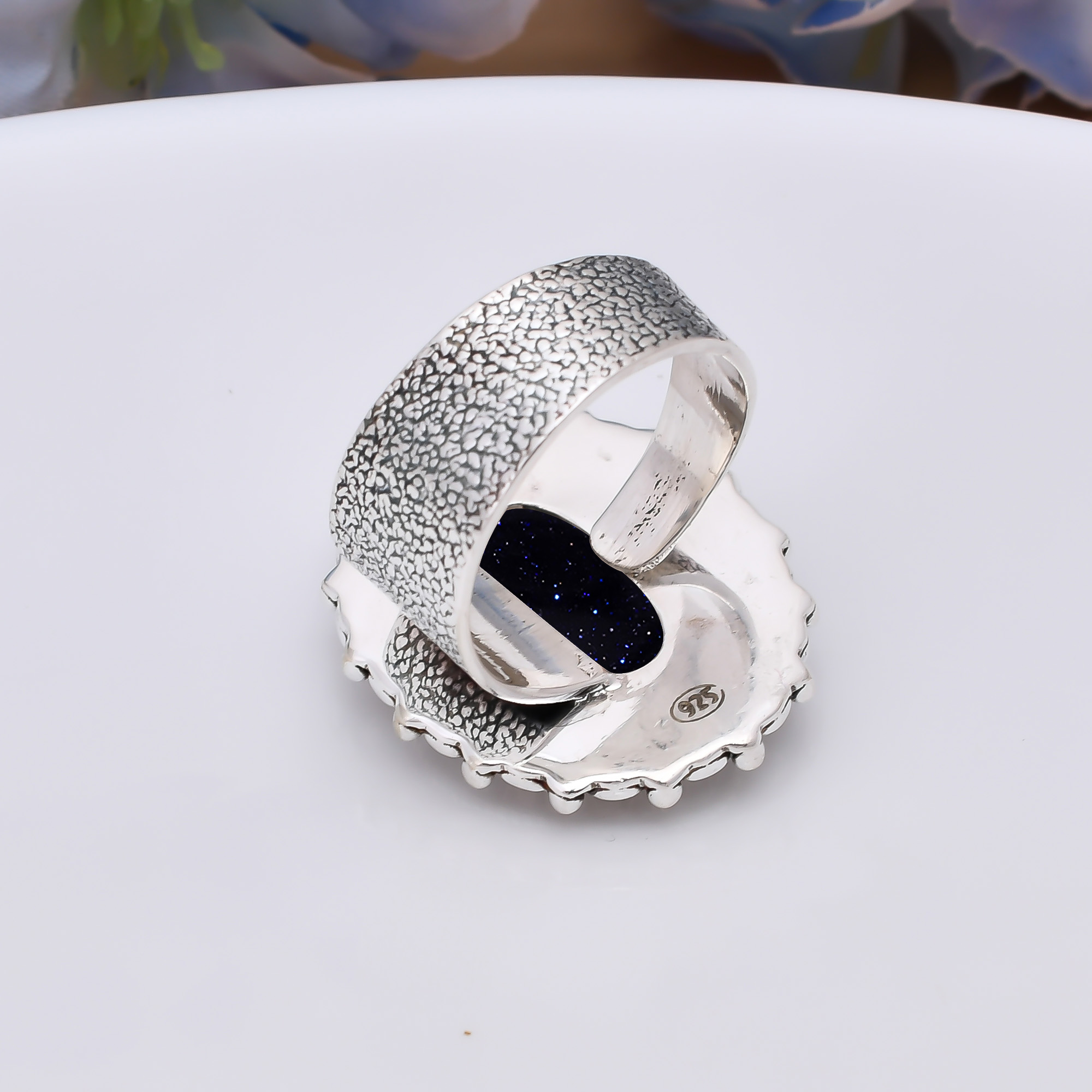 Blue Sunstone - Simulated 925 Sterling Silver Ring