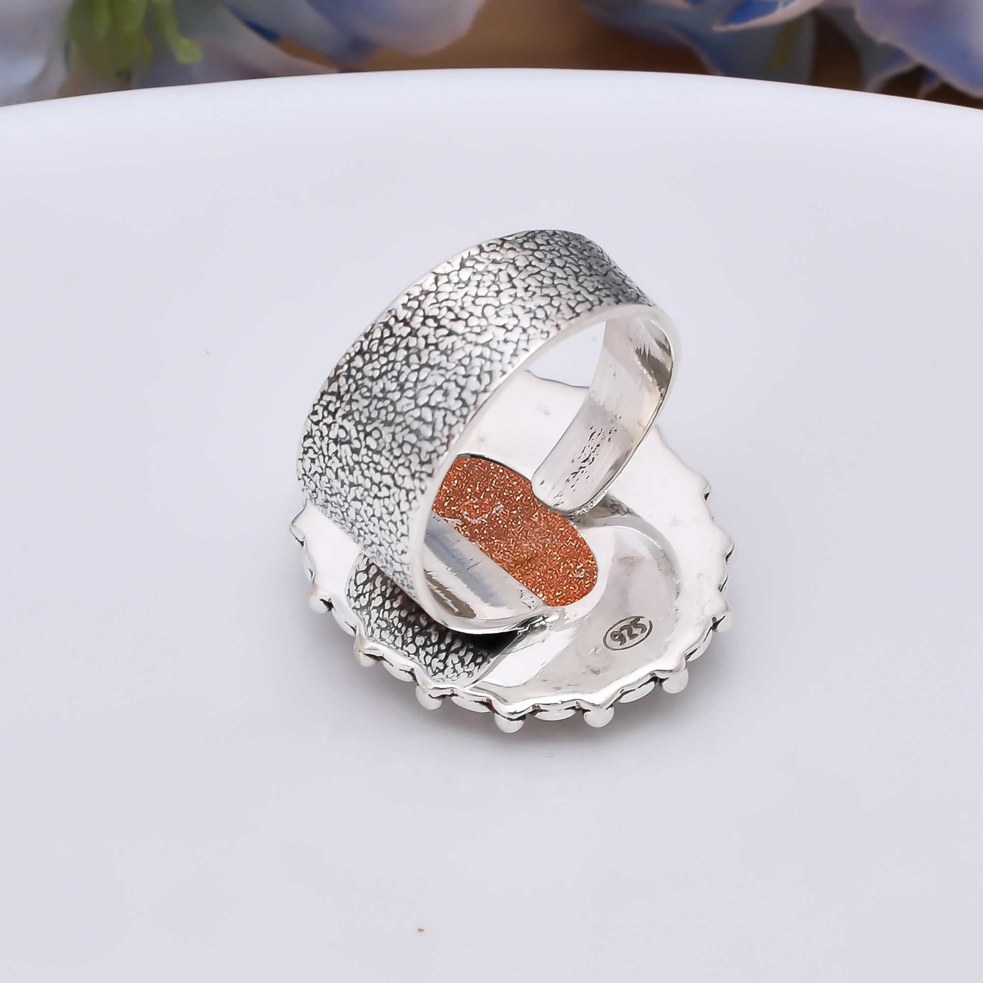 Golden Sunstone - Simulated 925 Sterling Silver Ring