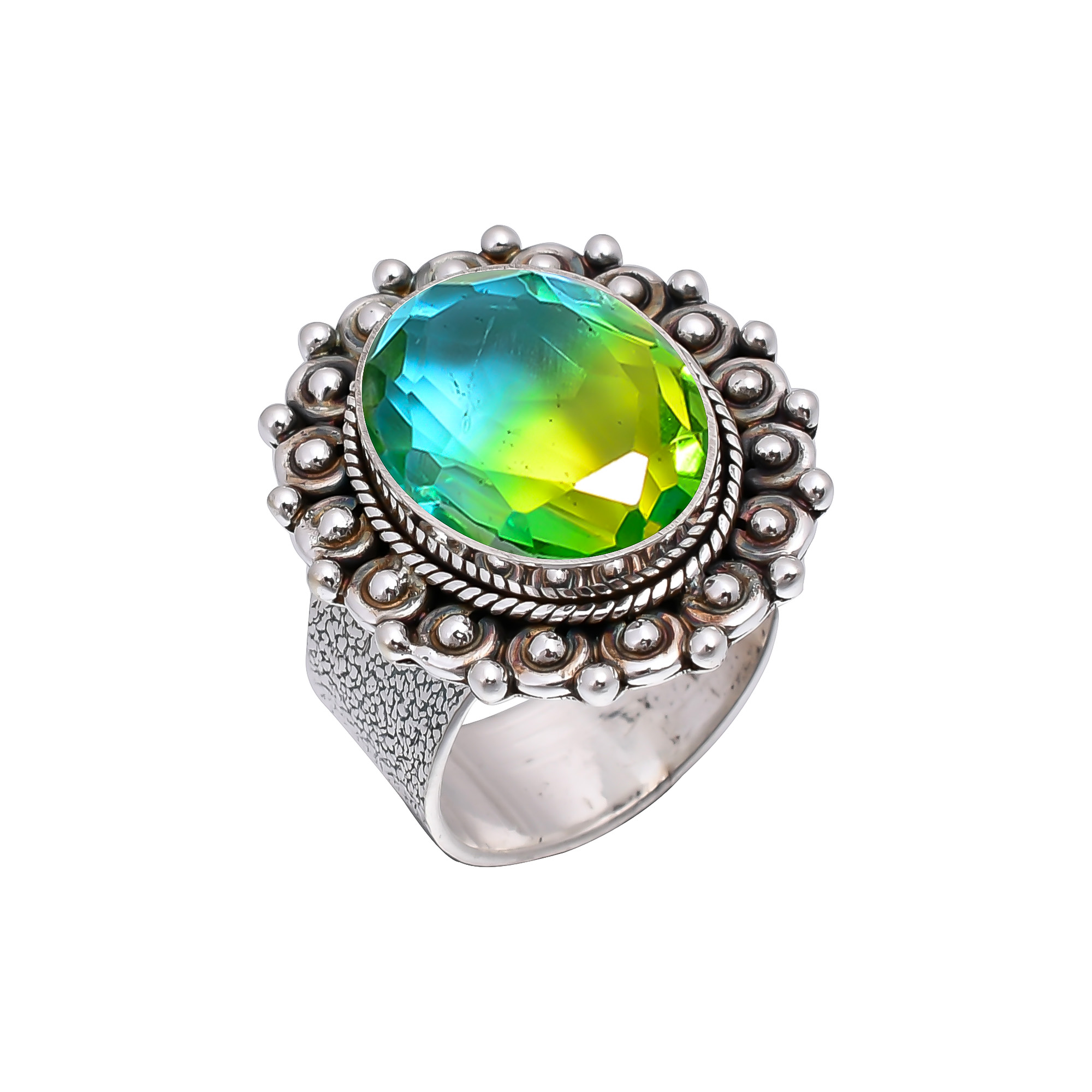 Bi-Colour Tourmaline - Simulated 925 Sterling Silver Ring