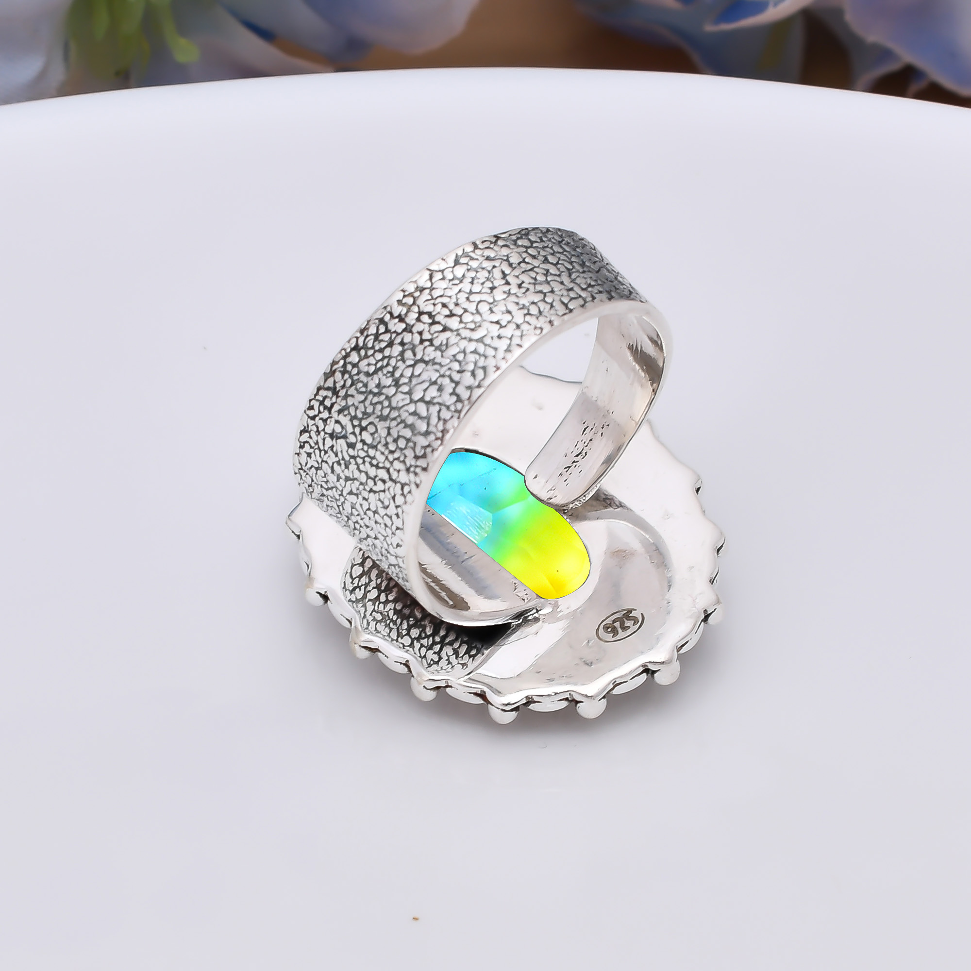 Bi-Colour Tourmaline - Simulated 925 Sterling Silver Ring