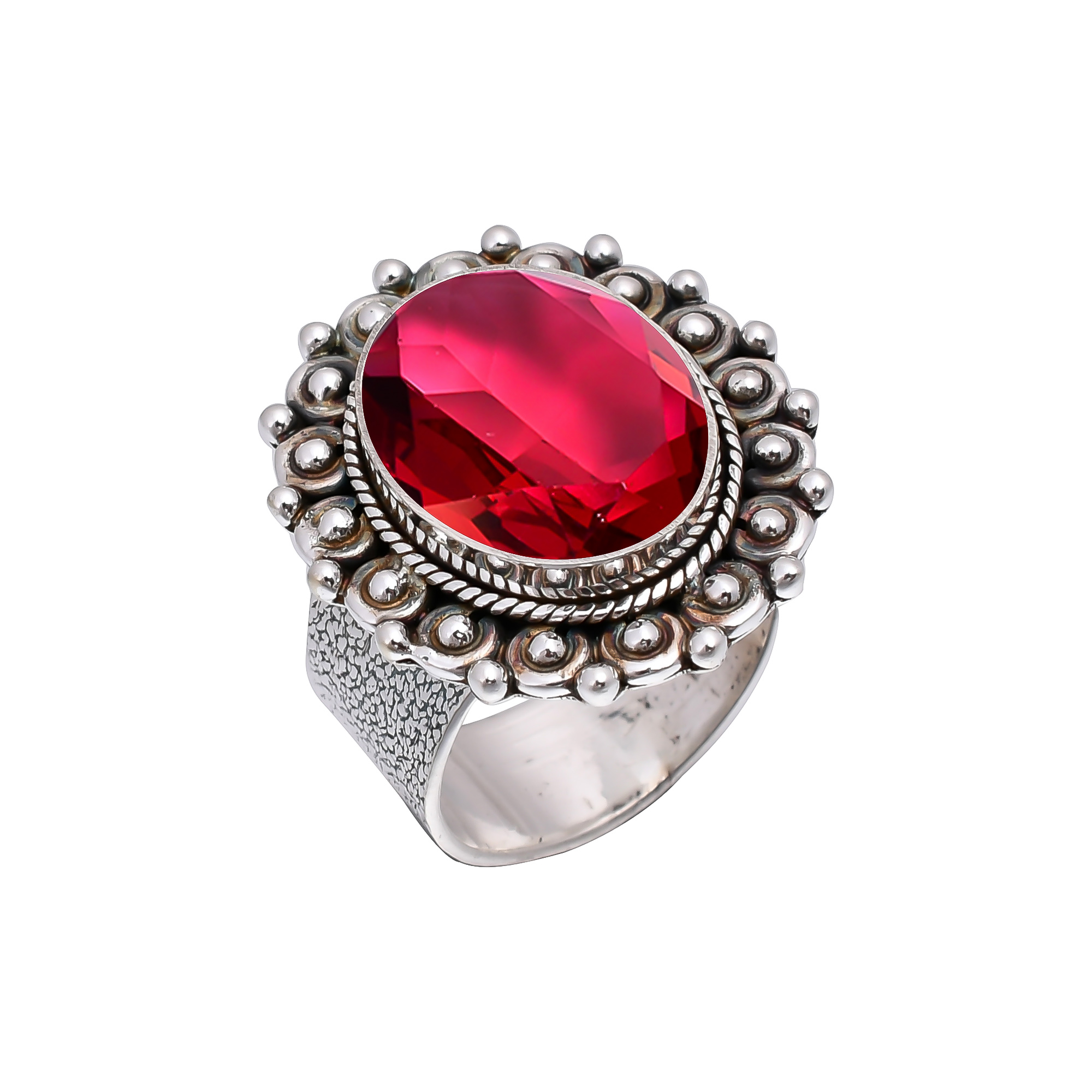Pink Rubellite Tourmaline - Simulated 925 Sterling Silver Ring