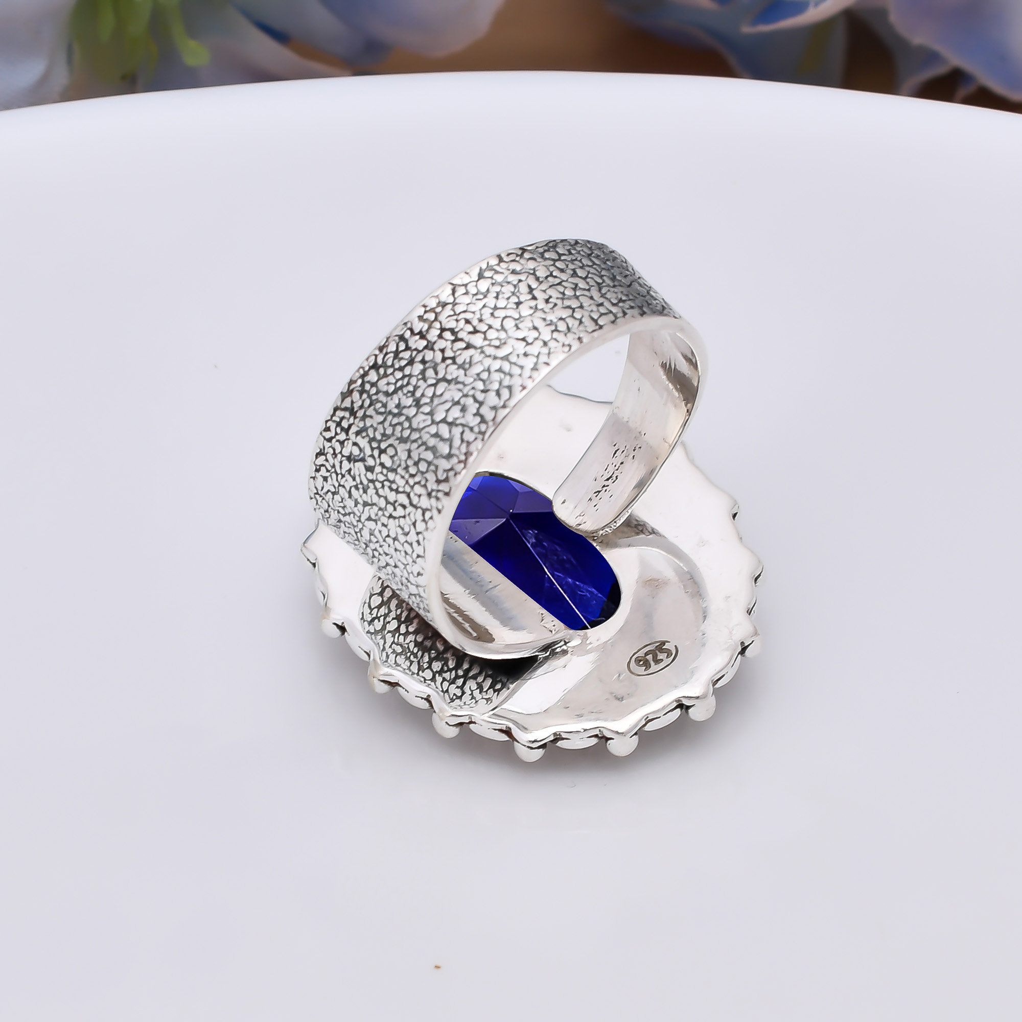 Blue Sapphire - Simulated 925 Sterling Silver Ring