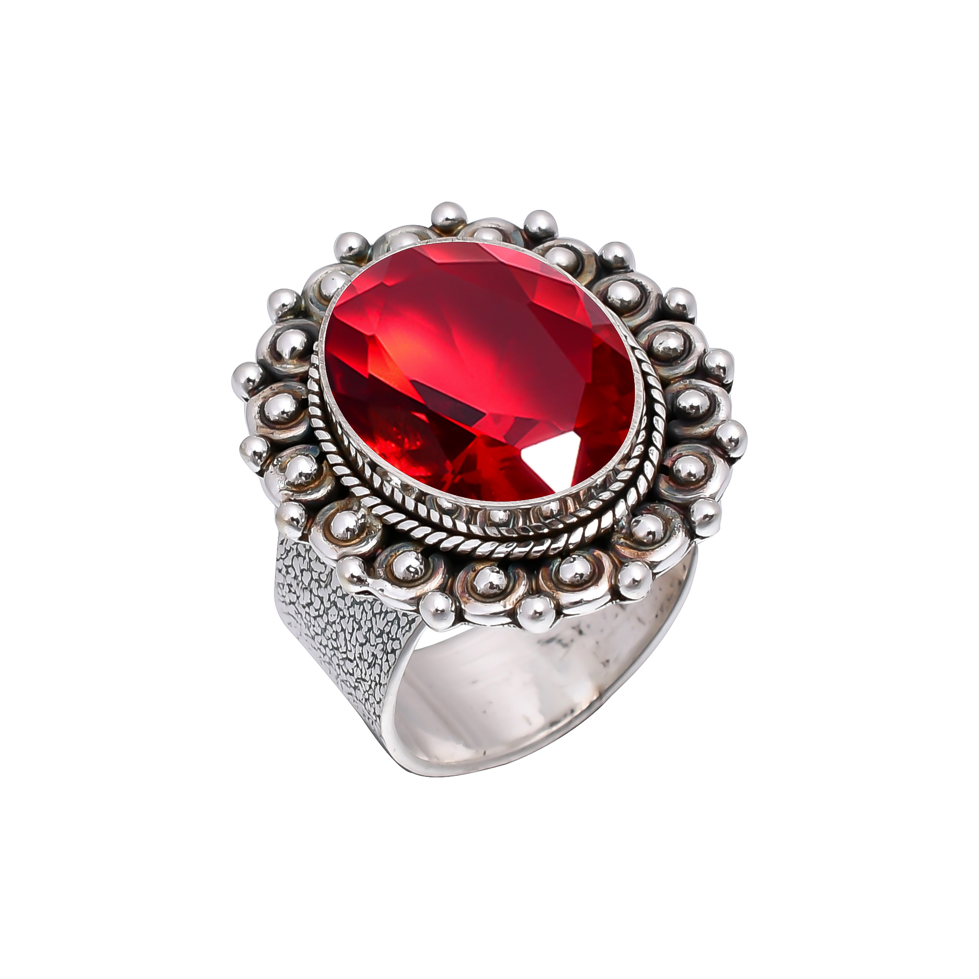 Red Garnet - Simulated 925 Sterling Silver Ring