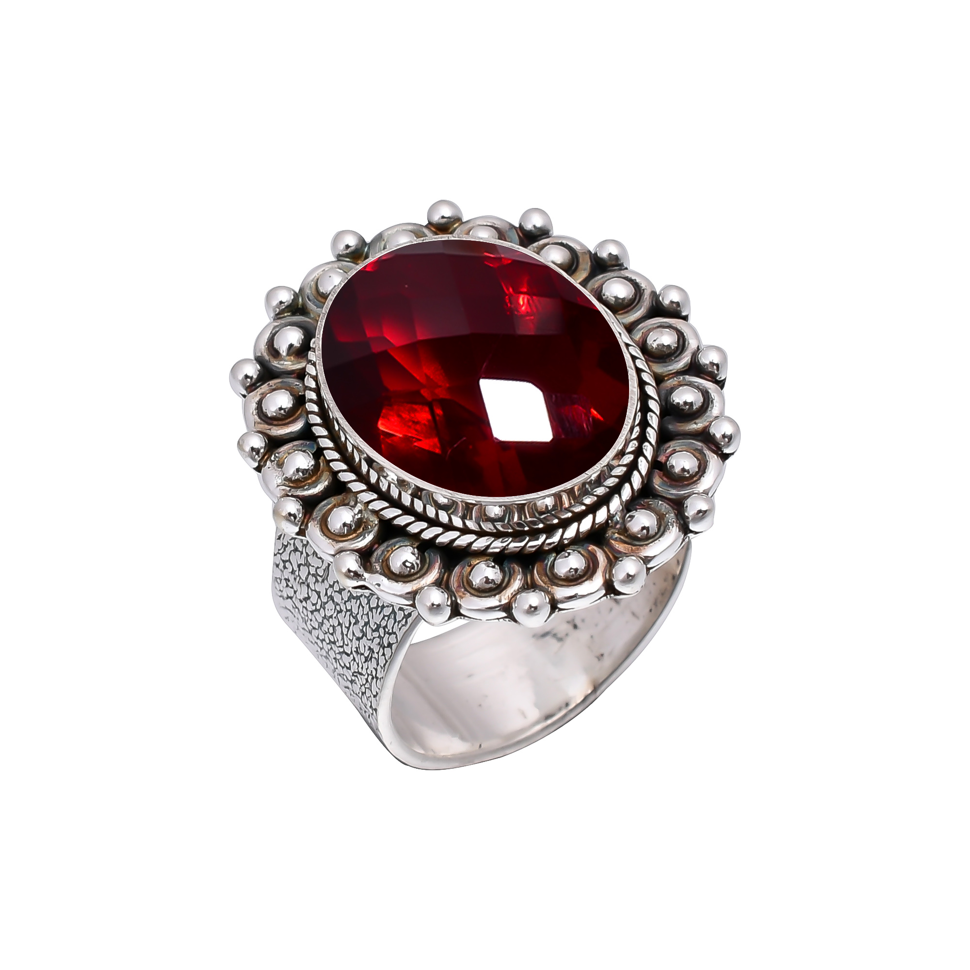 Red Garnet - Simulated 925 Sterling Silver Ring