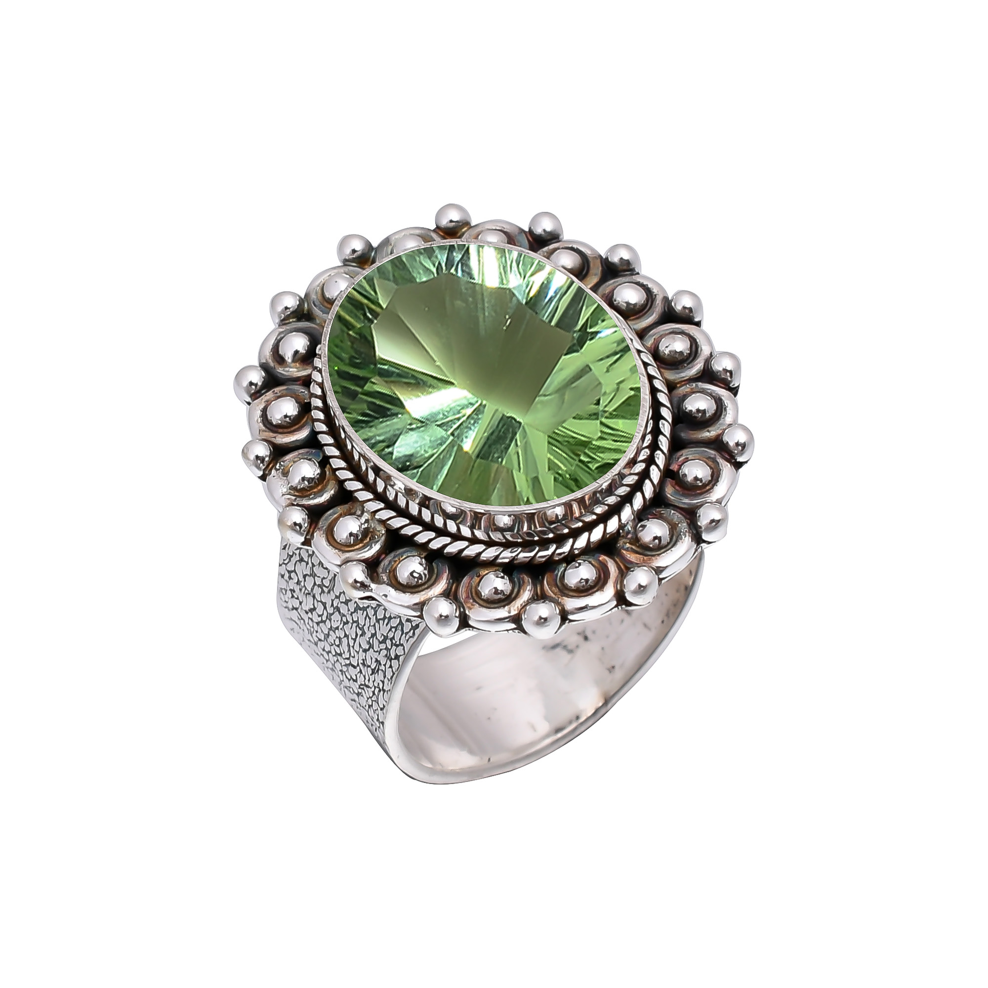 Green Amethyst - Simulated 925 Sterling Silver Ring