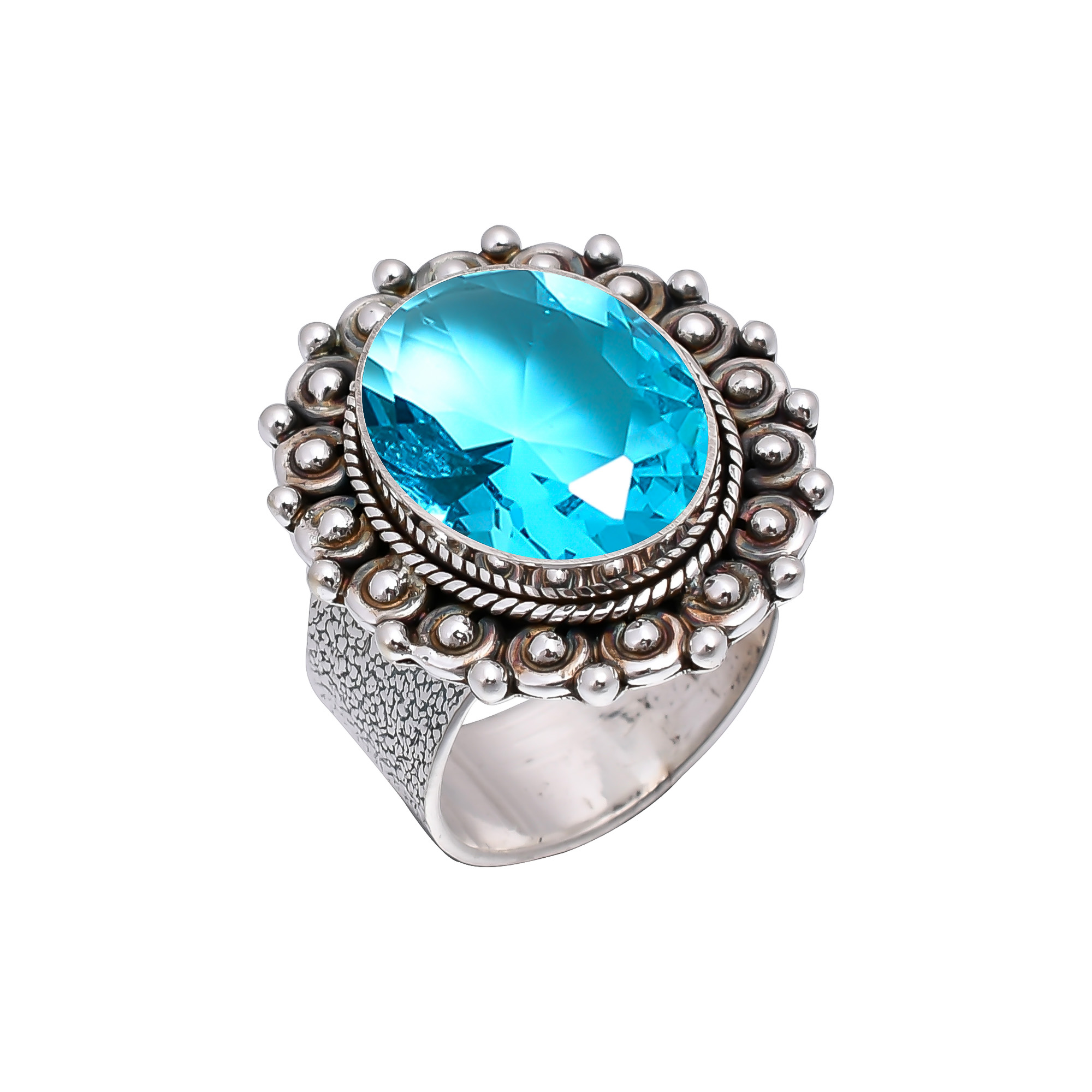 Blue Topaz - Simulated 925 Sterling Silver Ring