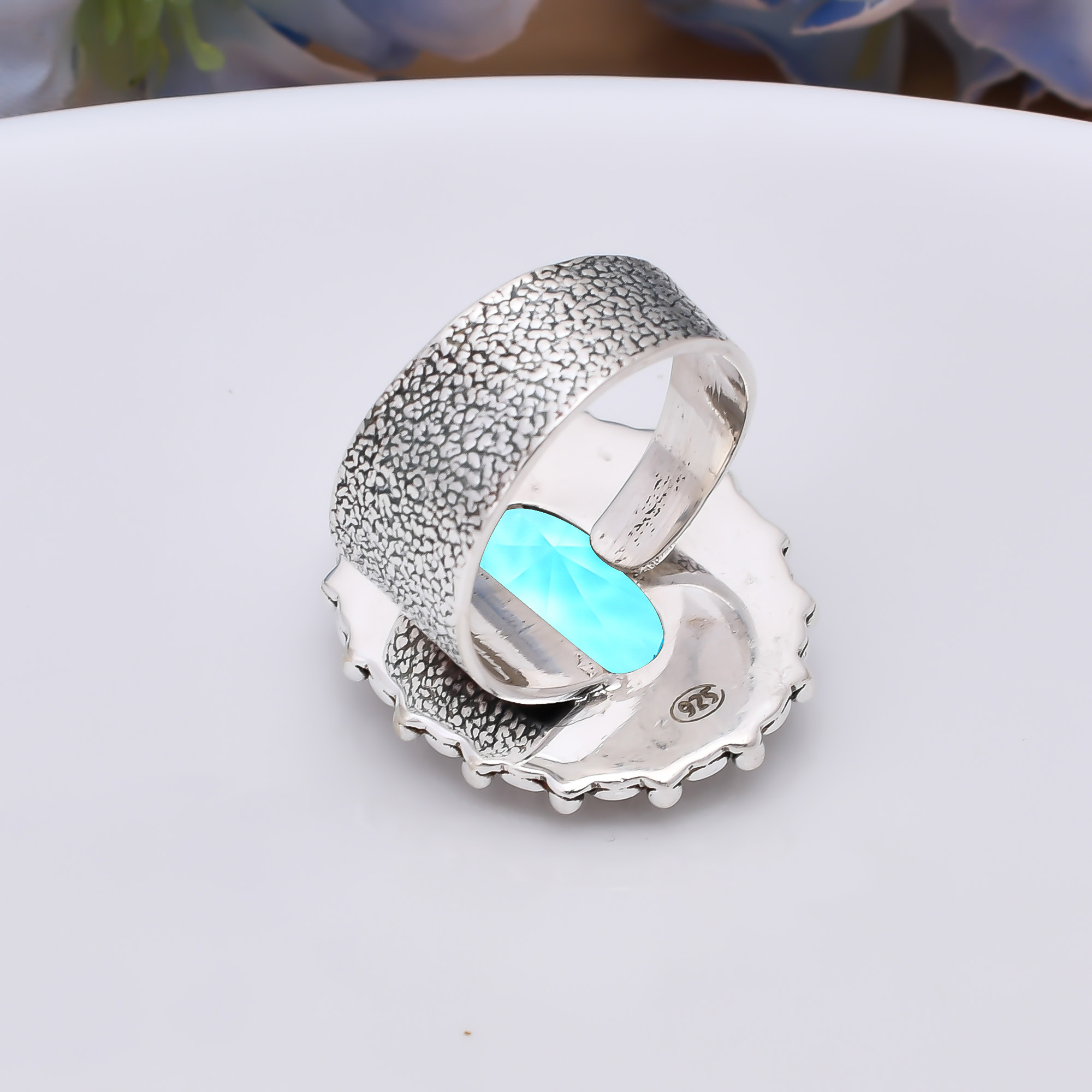 Blue Topaz - Simulated 925 Sterling Silver Ring