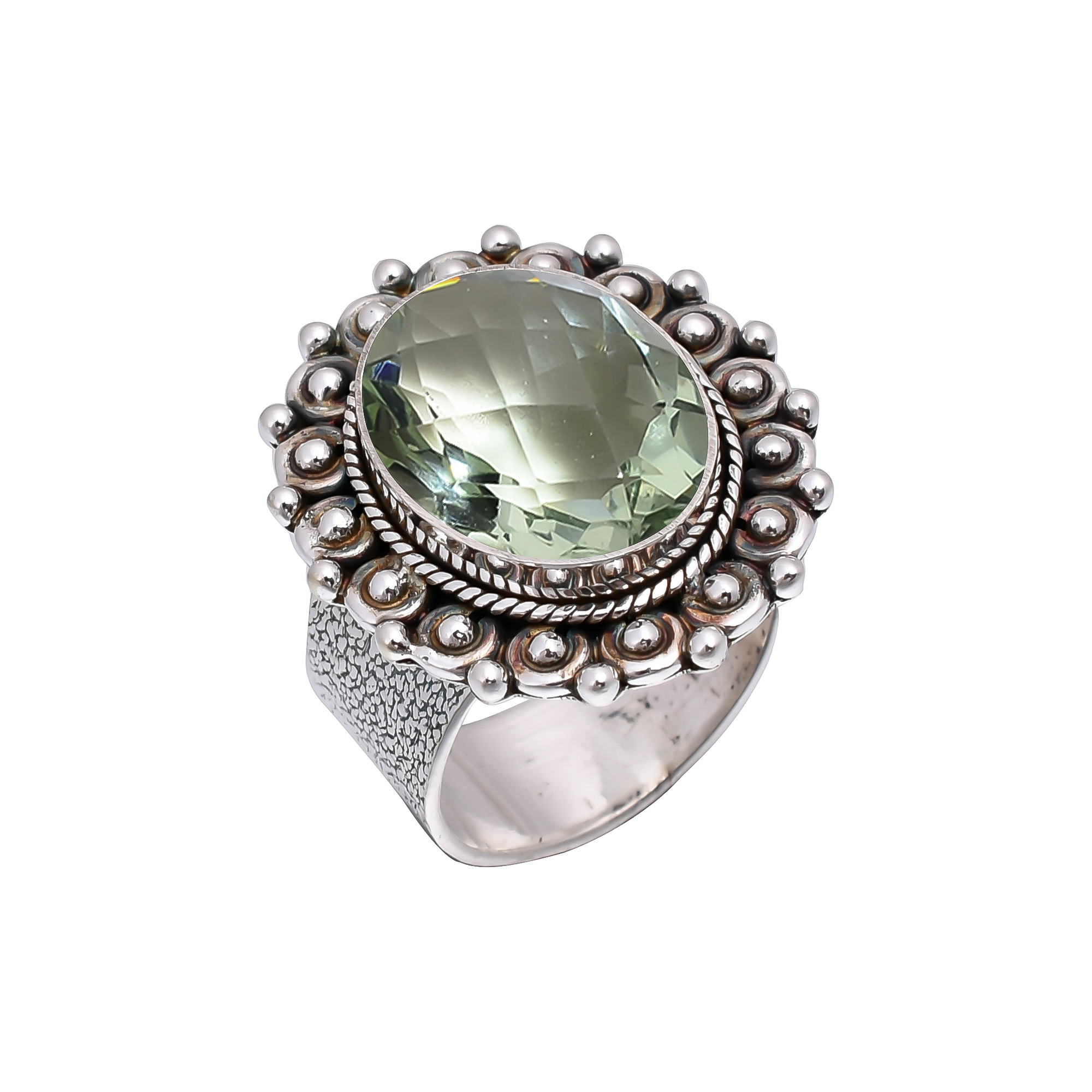 Green Amethyst - Simulated 925 Sterling Silver Ring