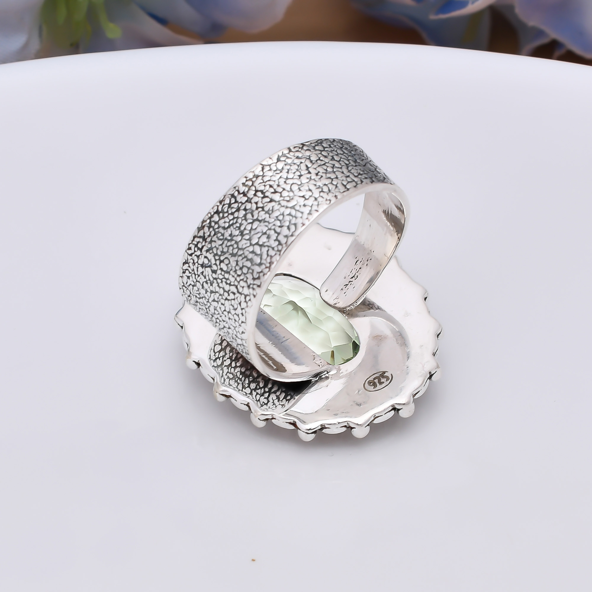 Green Amethyst - Simulated 925 Sterling Silver Ring
