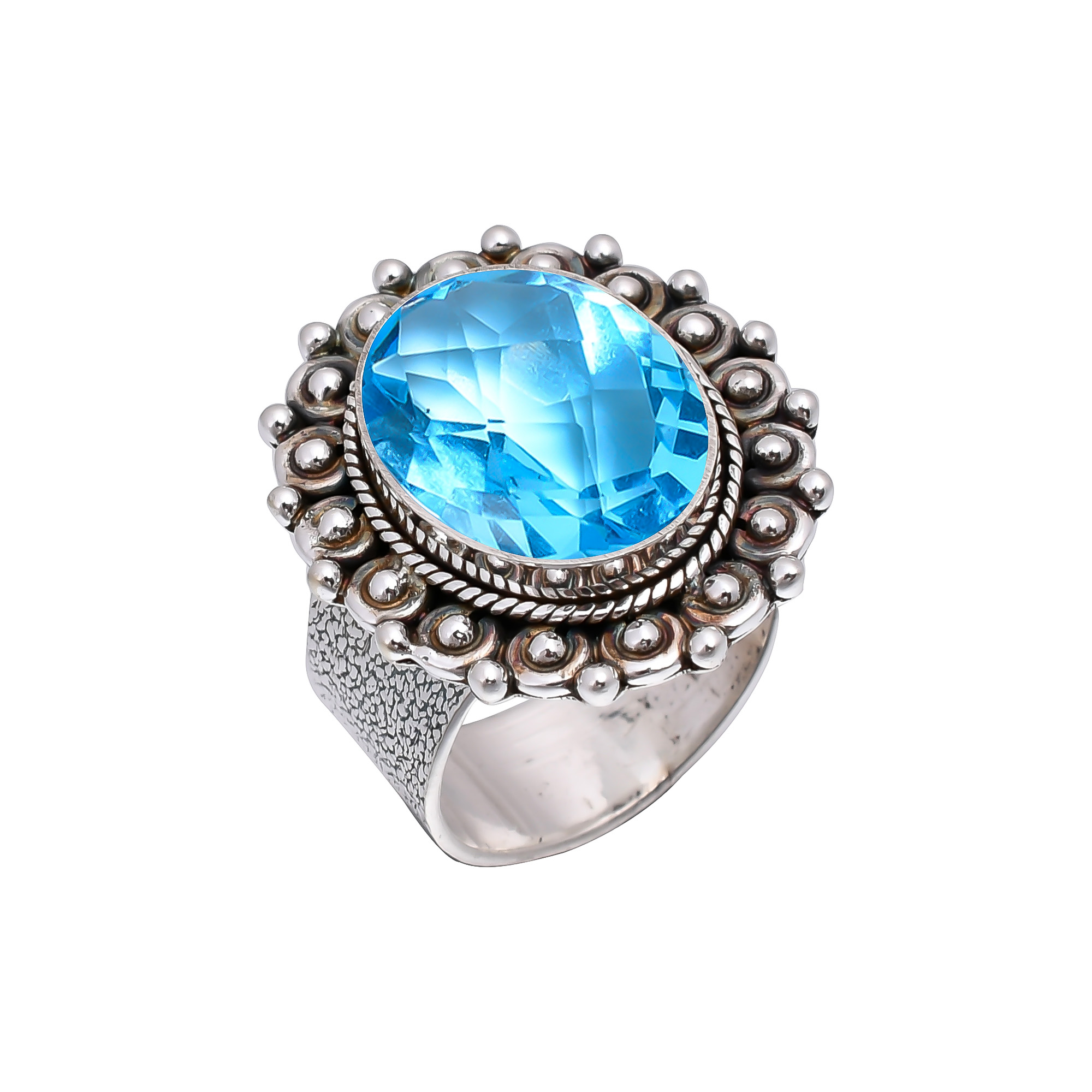 Blue Topaz - Simulated 925 Sterling Silver Ring
