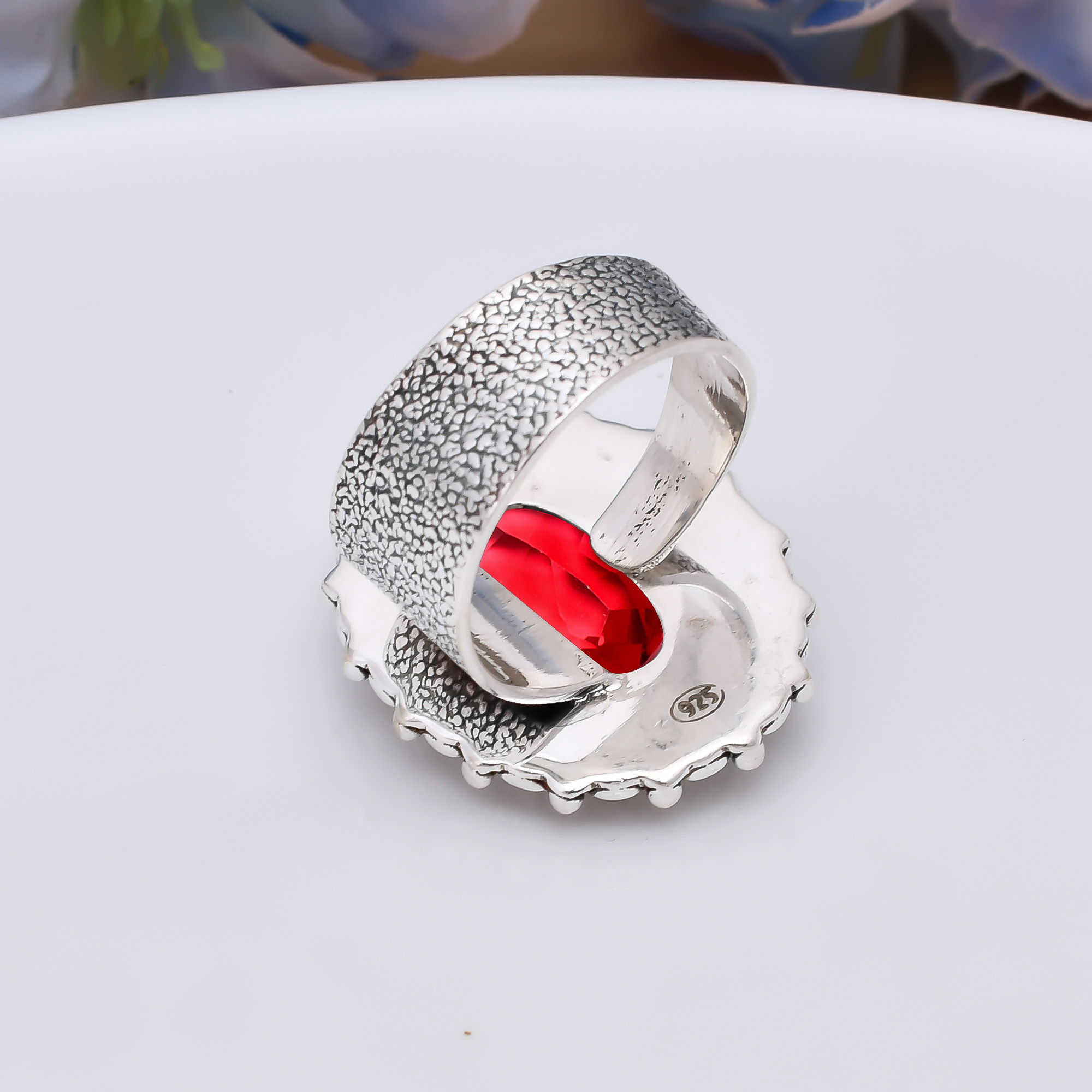 Pink Rubellite Tourmaline - Simulated 925 Sterling Silver Ring