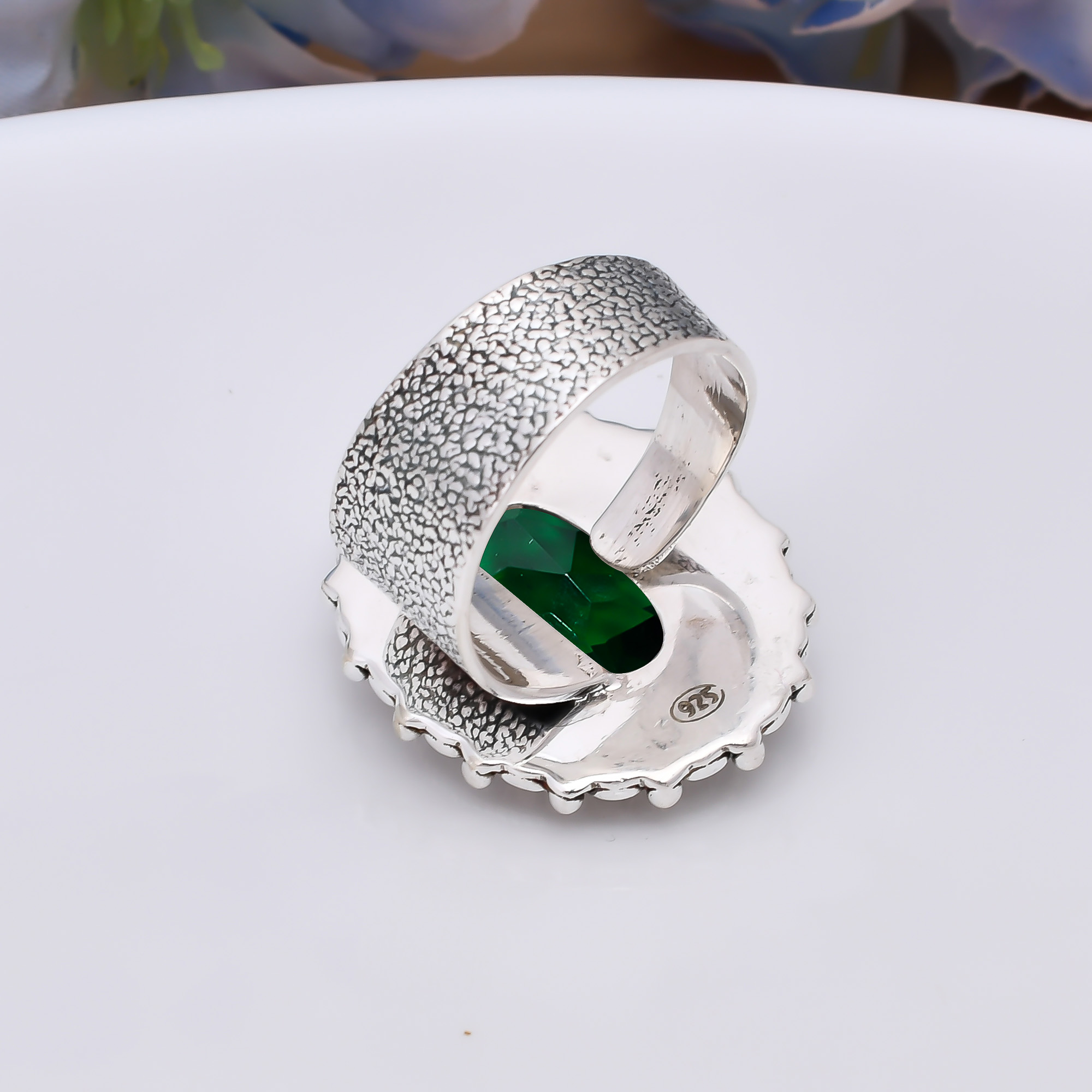 Chrome Diopside - Simulated 925 Sterling Silver Ring
