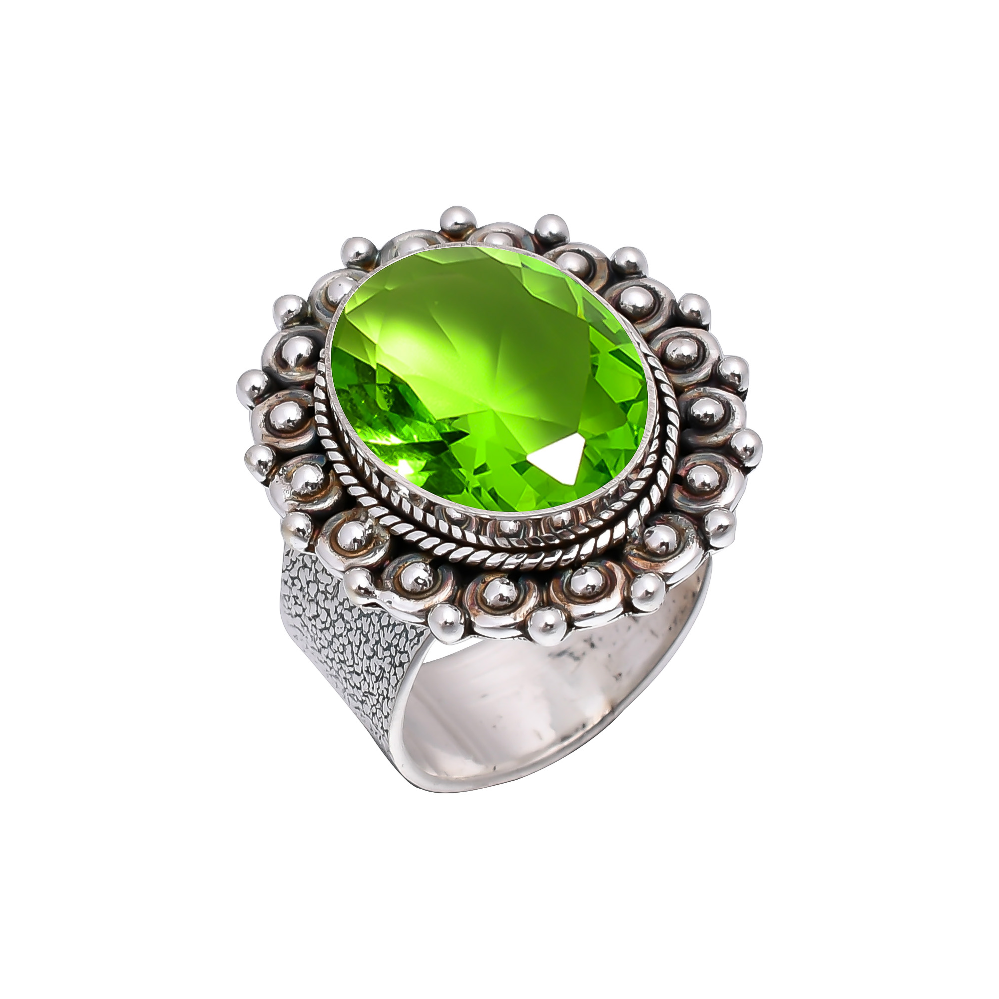 Peridot - Simulated 925 Sterling Silver Ring